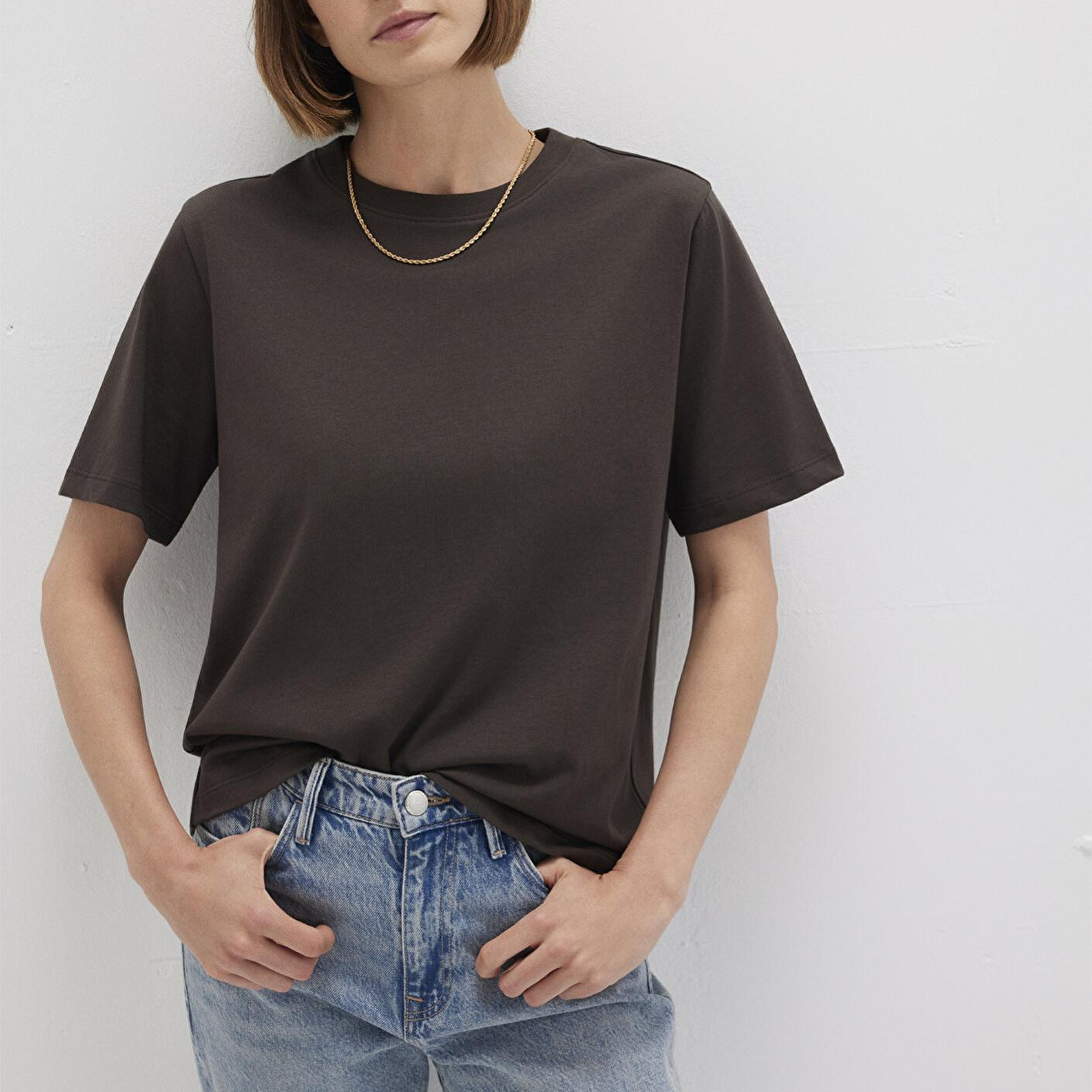 Mavi Kahverengi Basic Tişört Regular Fit / Normal Kesim 1600965-90707