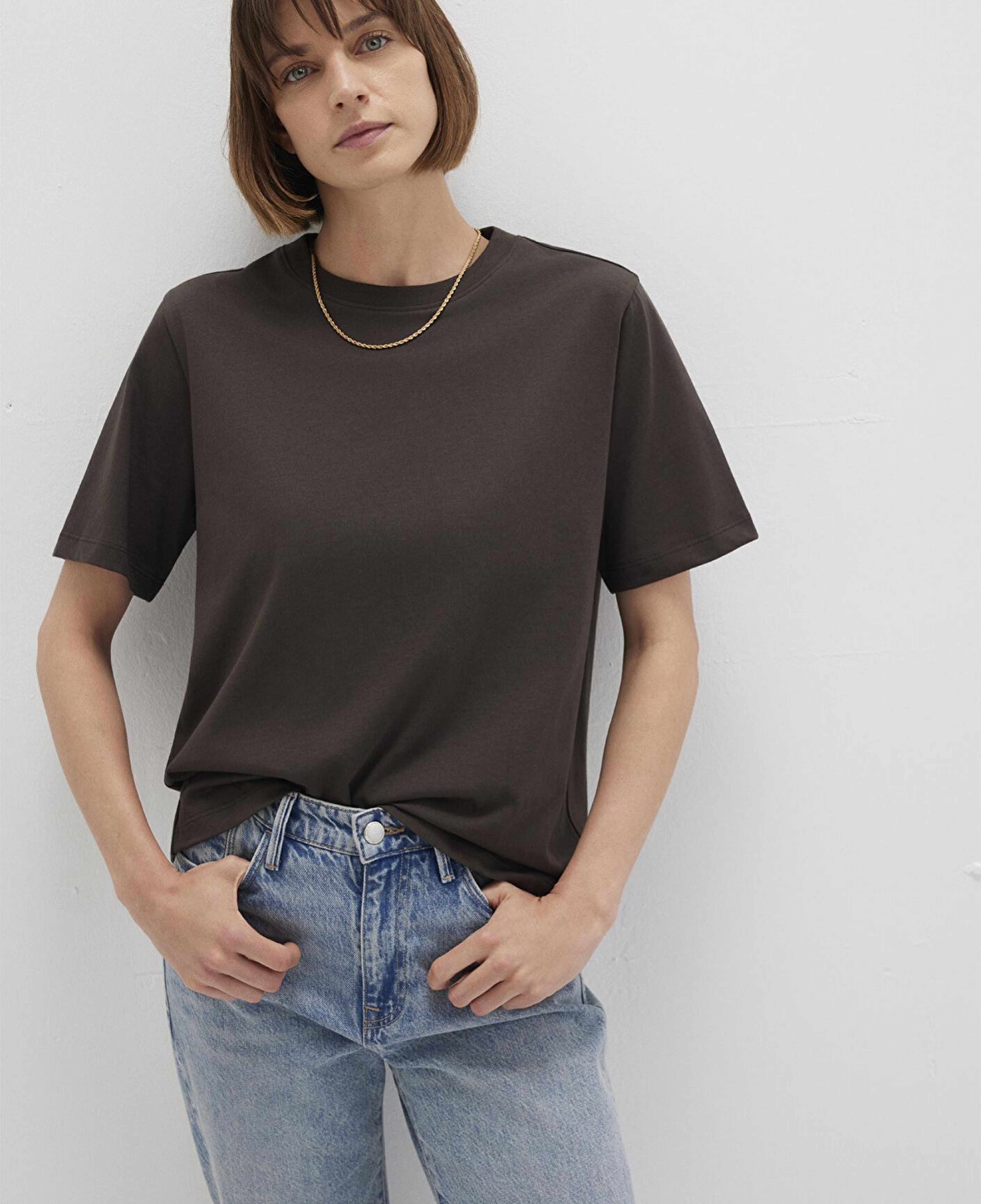 Mavi Kahverengi Basic Tişört Regular Fit / Normal Kesim 1600965-90707