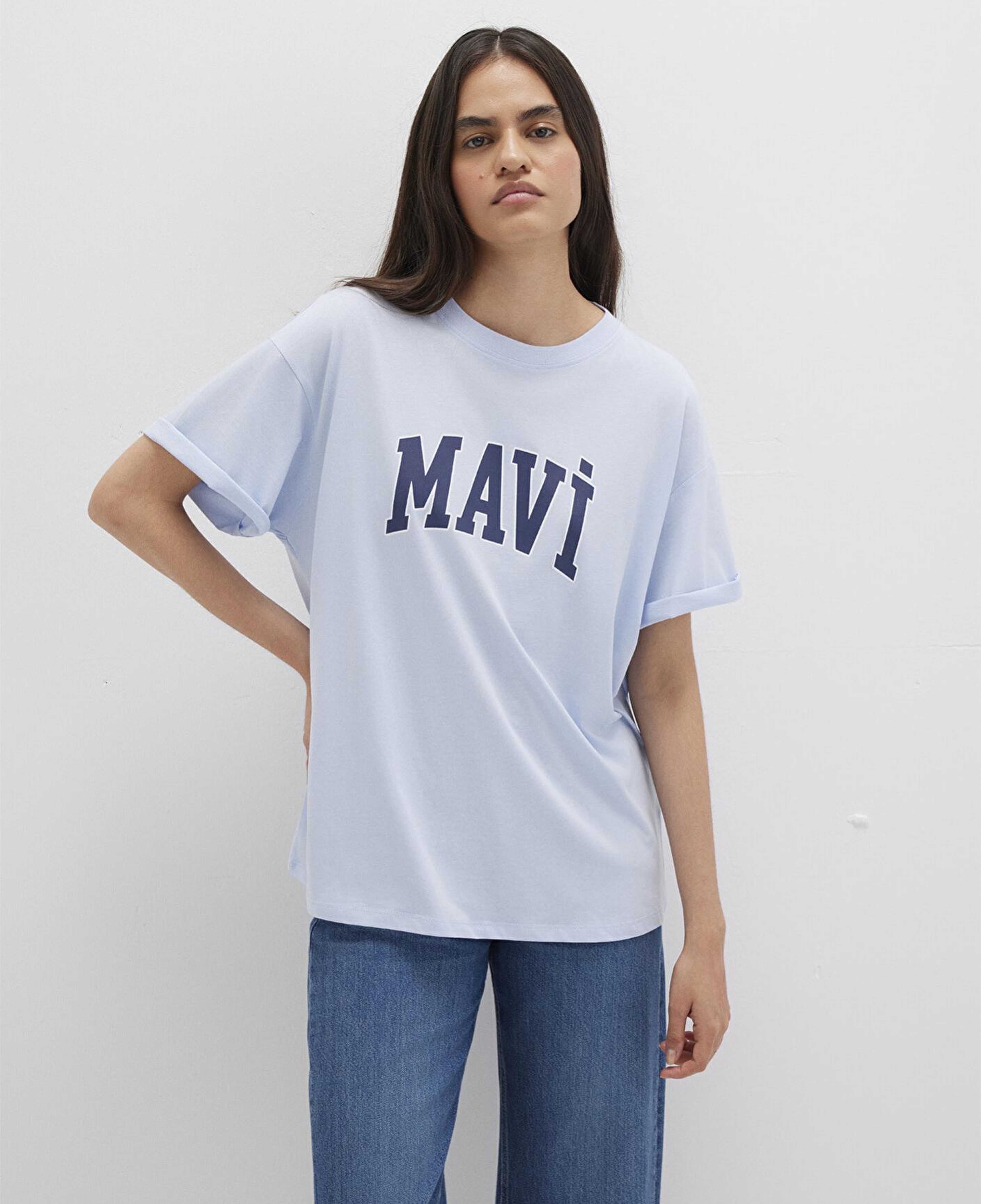 Mavi Mavi Logo Baskılı Mavi Tişört Oversize / Geniş Kesim 1600843-70717