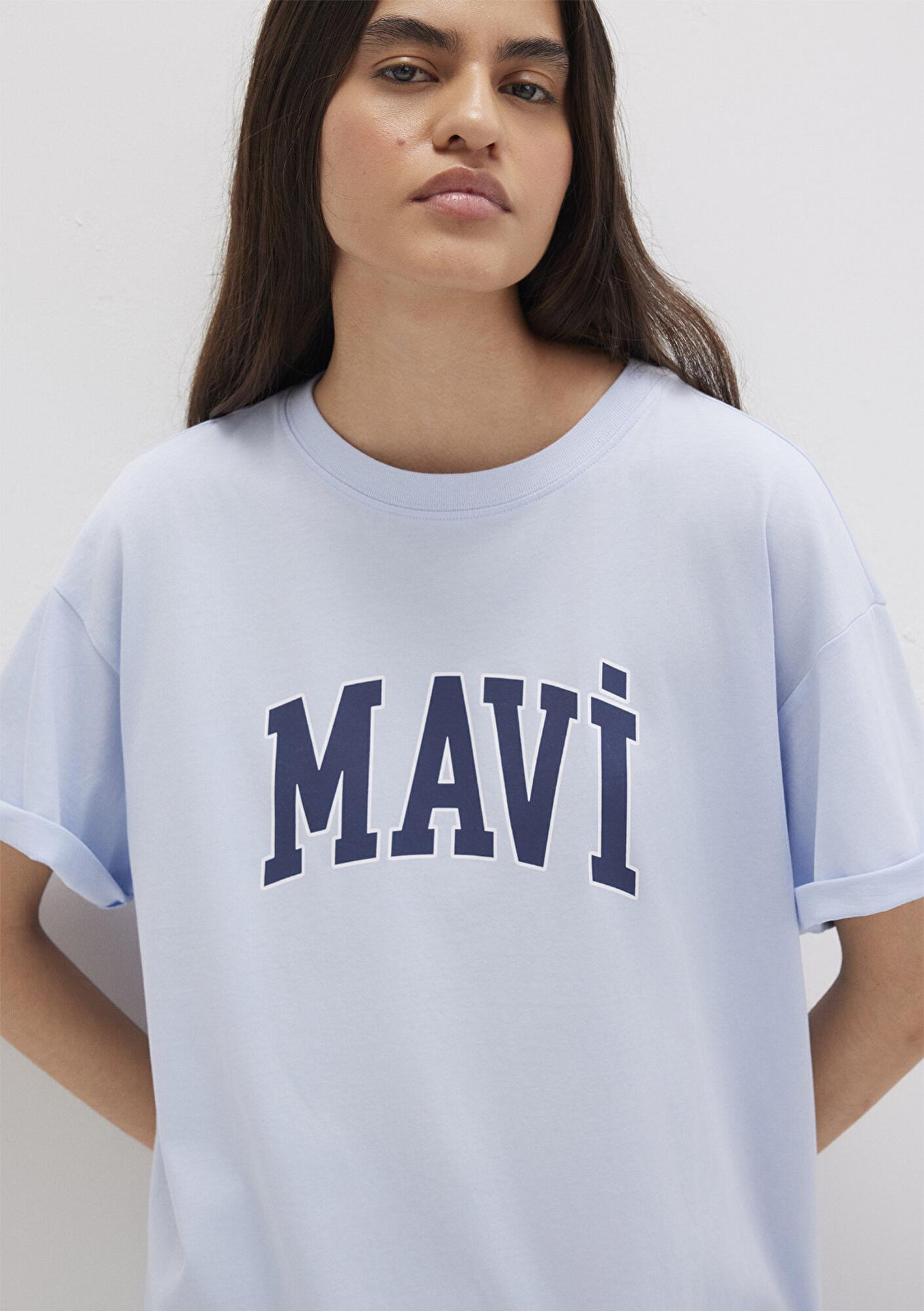 Mavi Mavi Logo Baskılı Mavi Tişört Oversize / Geniş Kesim 1600843-70717