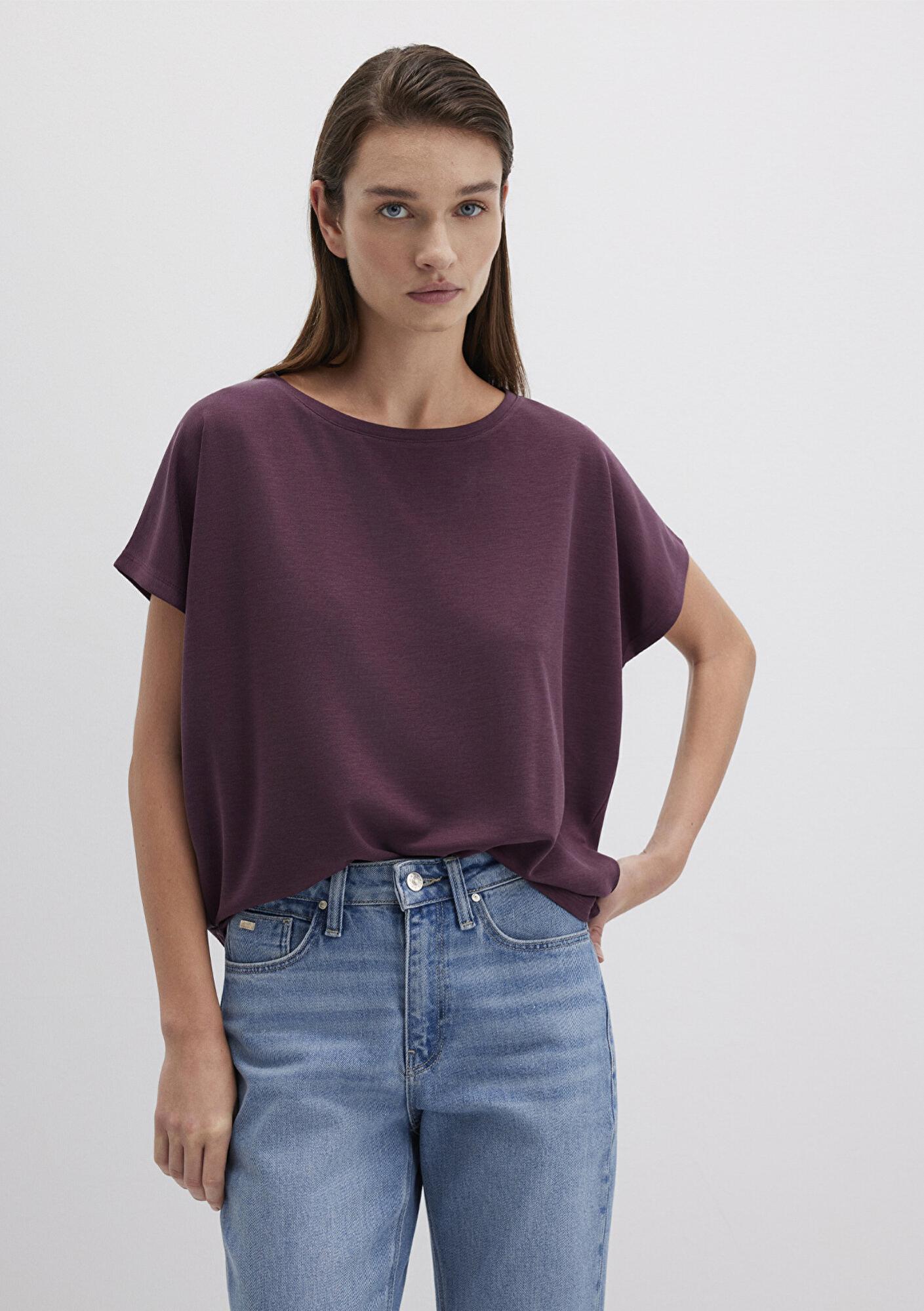 Mavi Lux Touch (TENCEL™) Modal Mor Basic Tişört Loose Fit / Bol Rahat Kesim 167245-70421