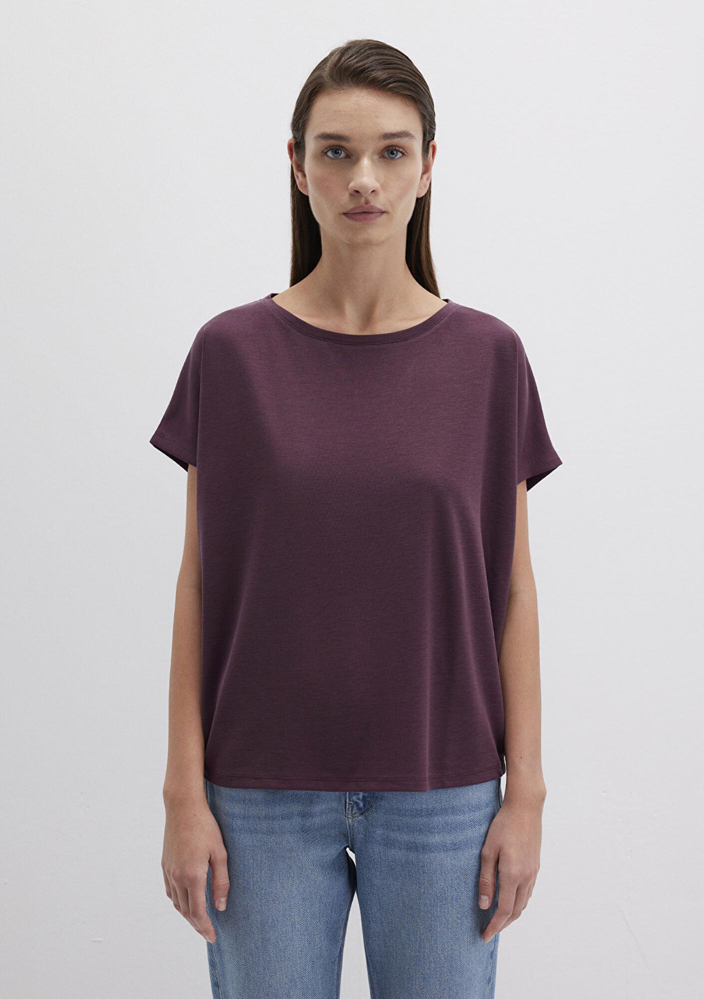 Mavi Lux Touch (TENCEL™) Modal Mor Basic Tişört Loose Fit / Bol Rahat Kesim 167245-70421