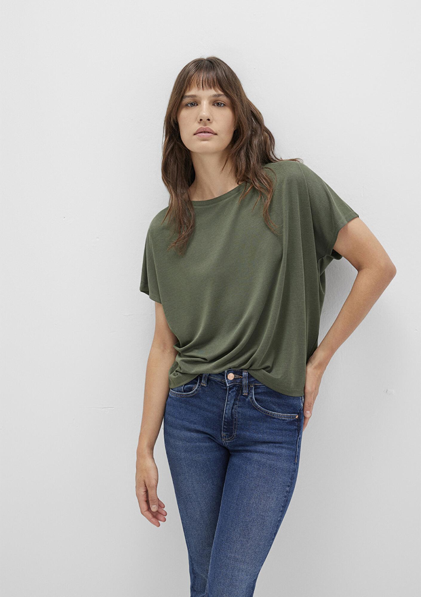 Mavi Lux Touch (TENCEL™) Modal Yeşil Basic Tişört Loose Fit / Bol Rahat Kesim 167245-71551