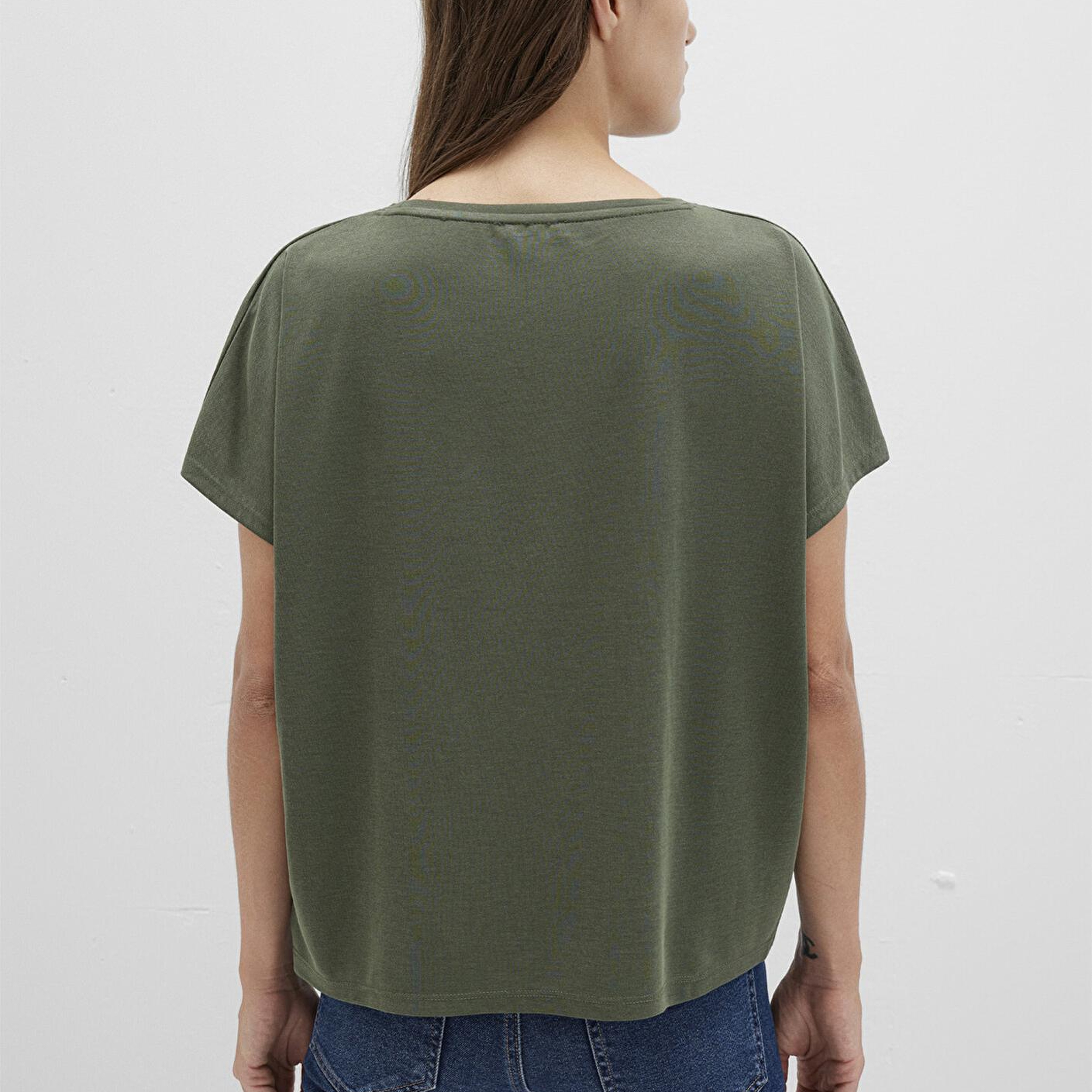 Mavi Lux Touch (TENCEL™) Modal Yeşil Basic Tişört Loose Fit / Bol Rahat Kesim 167245-71551