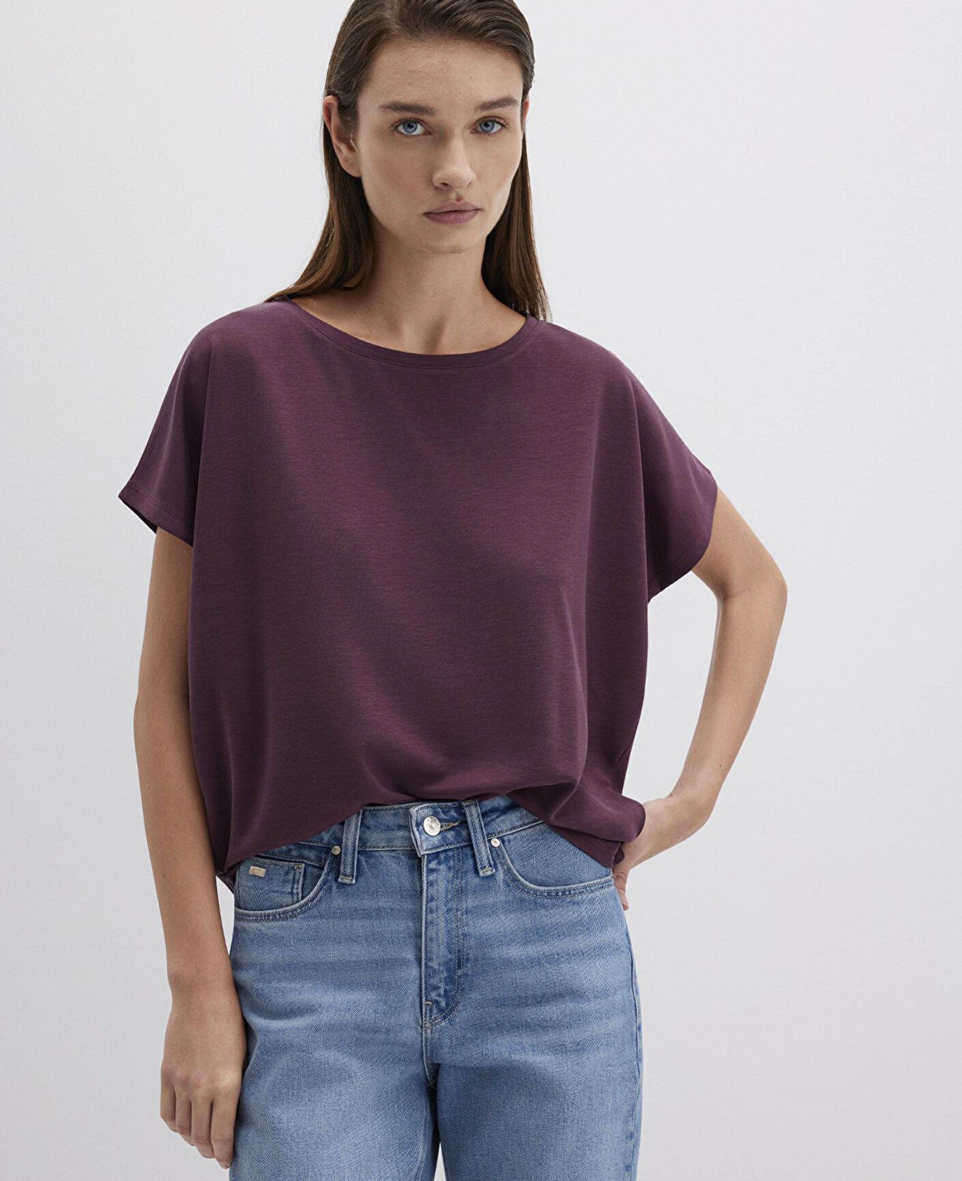 Mavi Lux Touch (TENCEL™) Modal Mor Basic Tişört Loose Fit / Bol Rahat Kesim 167245-70421