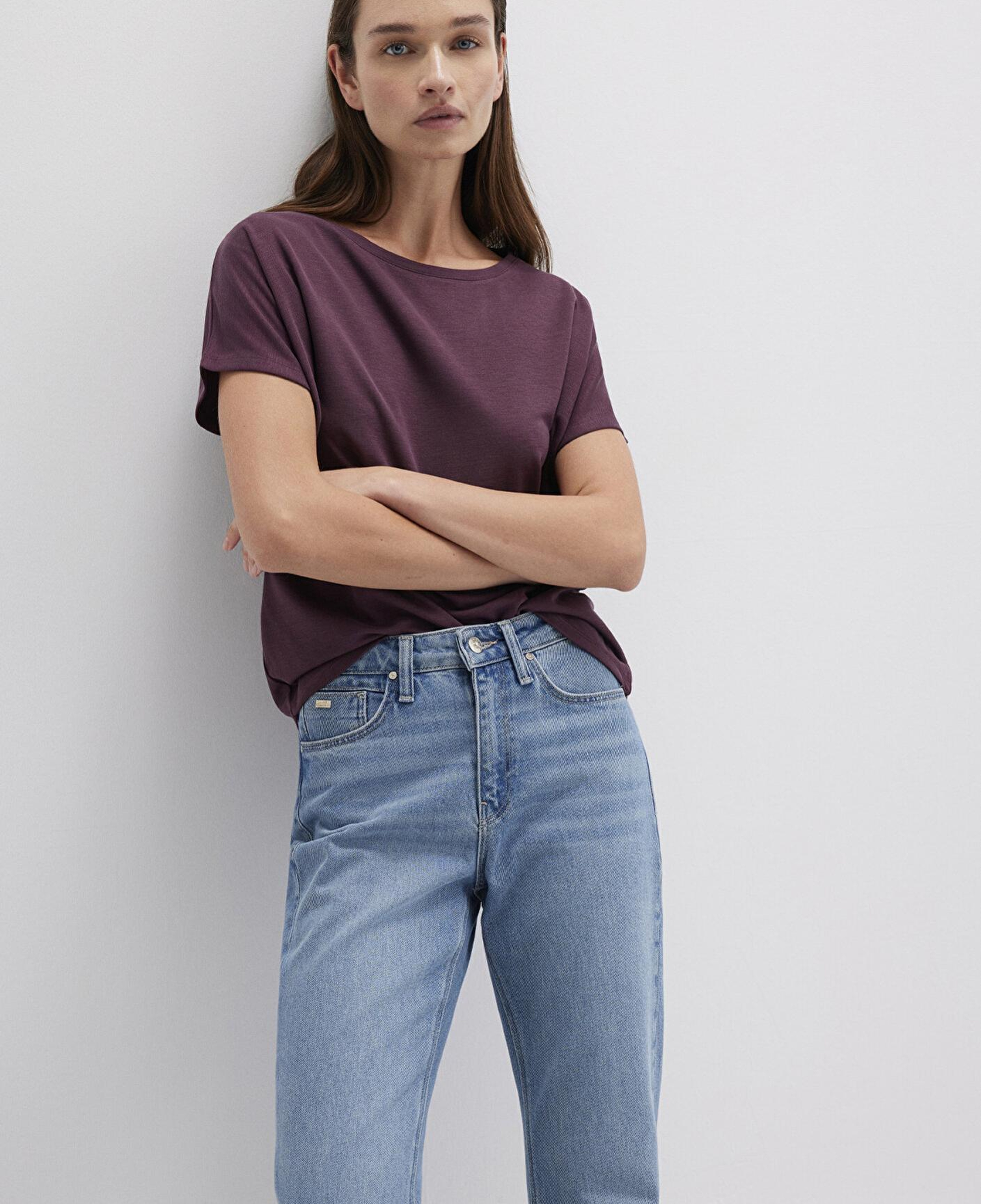 Mavi Lux Touch (TENCEL™) Modal Mor Basic Tişört Loose Fit / Bol Rahat Kesim 167245-70421