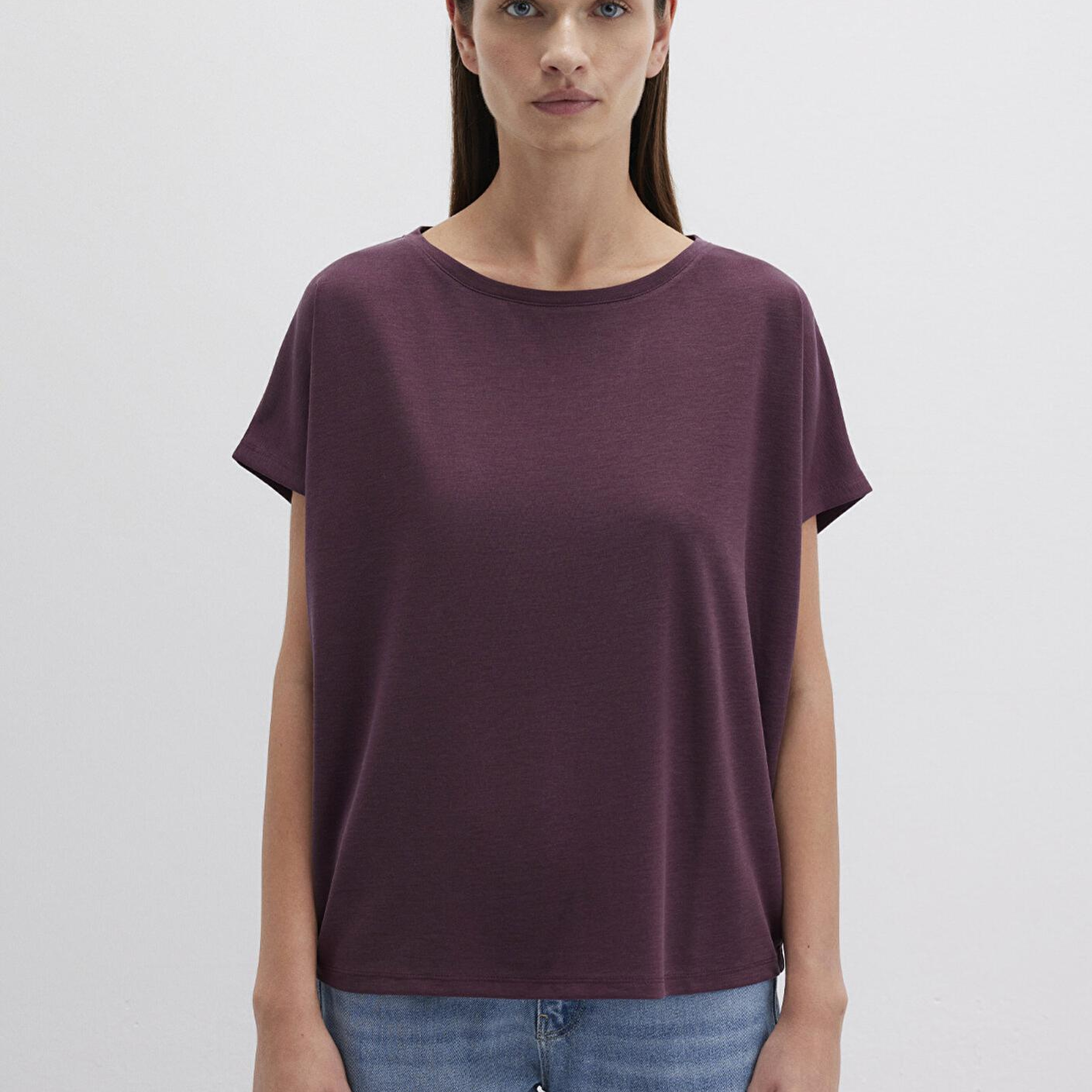 Mavi Lux Touch (TENCEL™) Modal Mor Basic Tişört Loose Fit / Bol Rahat Kesim 167245-70421