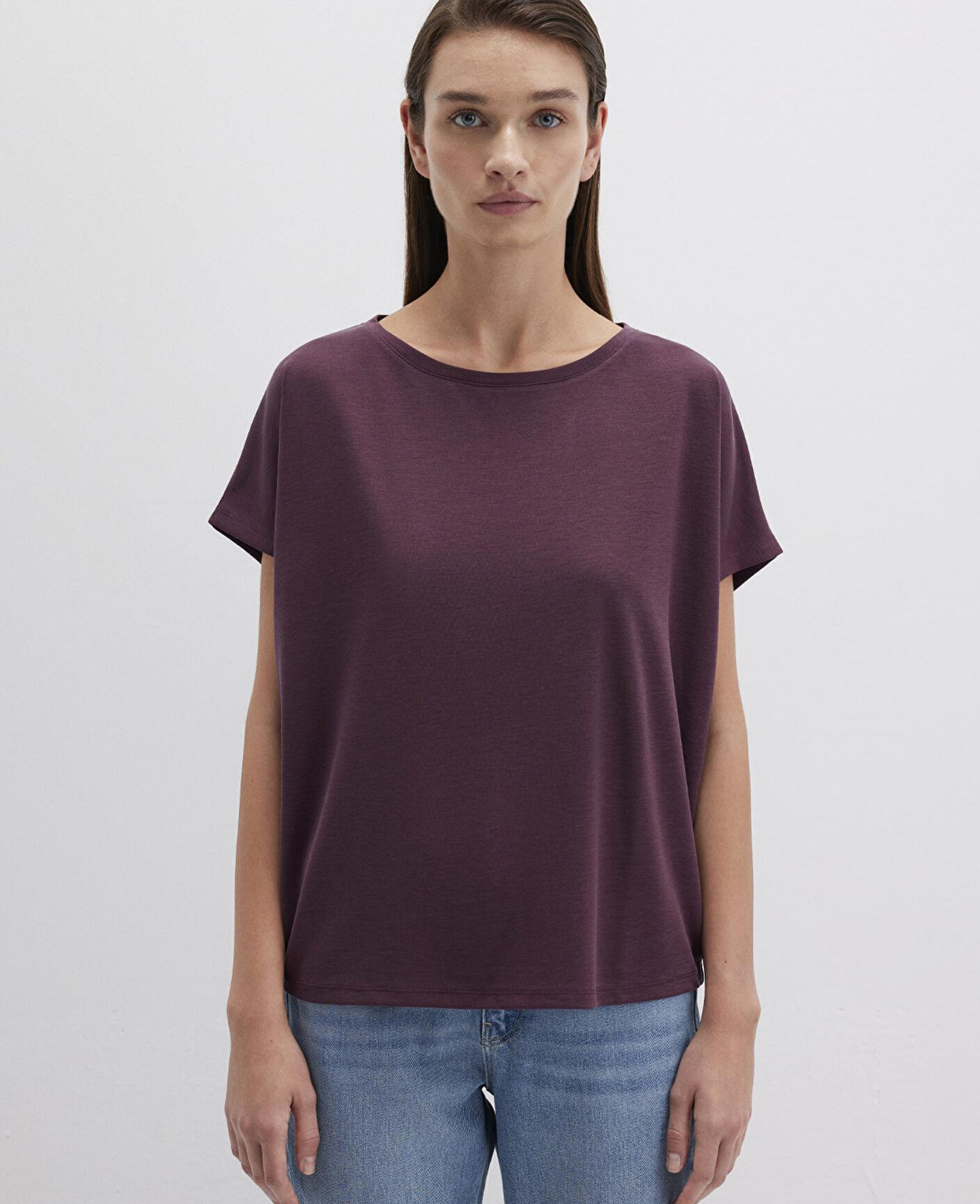 Mavi Lux Touch (TENCEL™) Modal Mor Basic Tişört Loose Fit / Bol Rahat Kesim 167245-70421