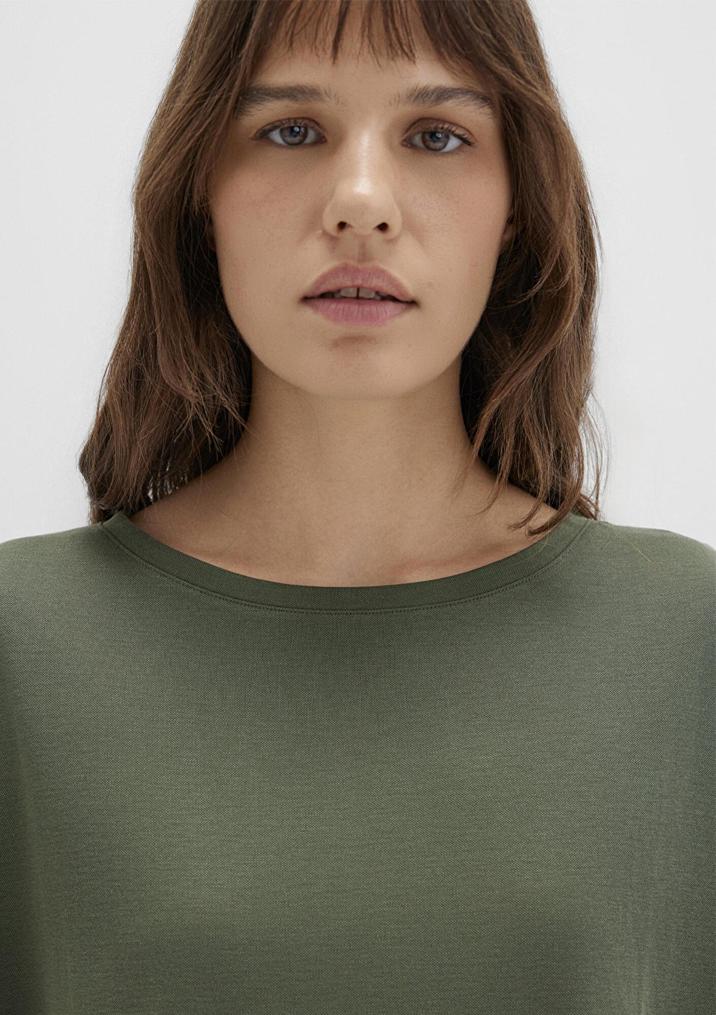 Mavi Lux Touch (TENCEL™) Modal Yeşil Basic Tişört Loose Fit / Bol Rahat Kesim 167245-71551