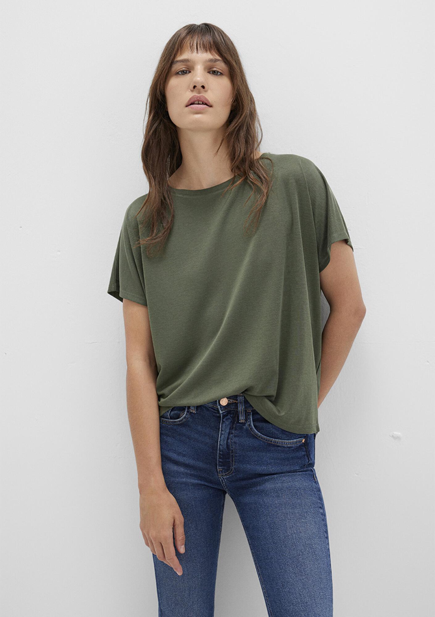 Mavi Lux Touch (TENCEL™) Modal Yeşil Basic Tişört Loose Fit / Bol Rahat Kesim 167245-71551