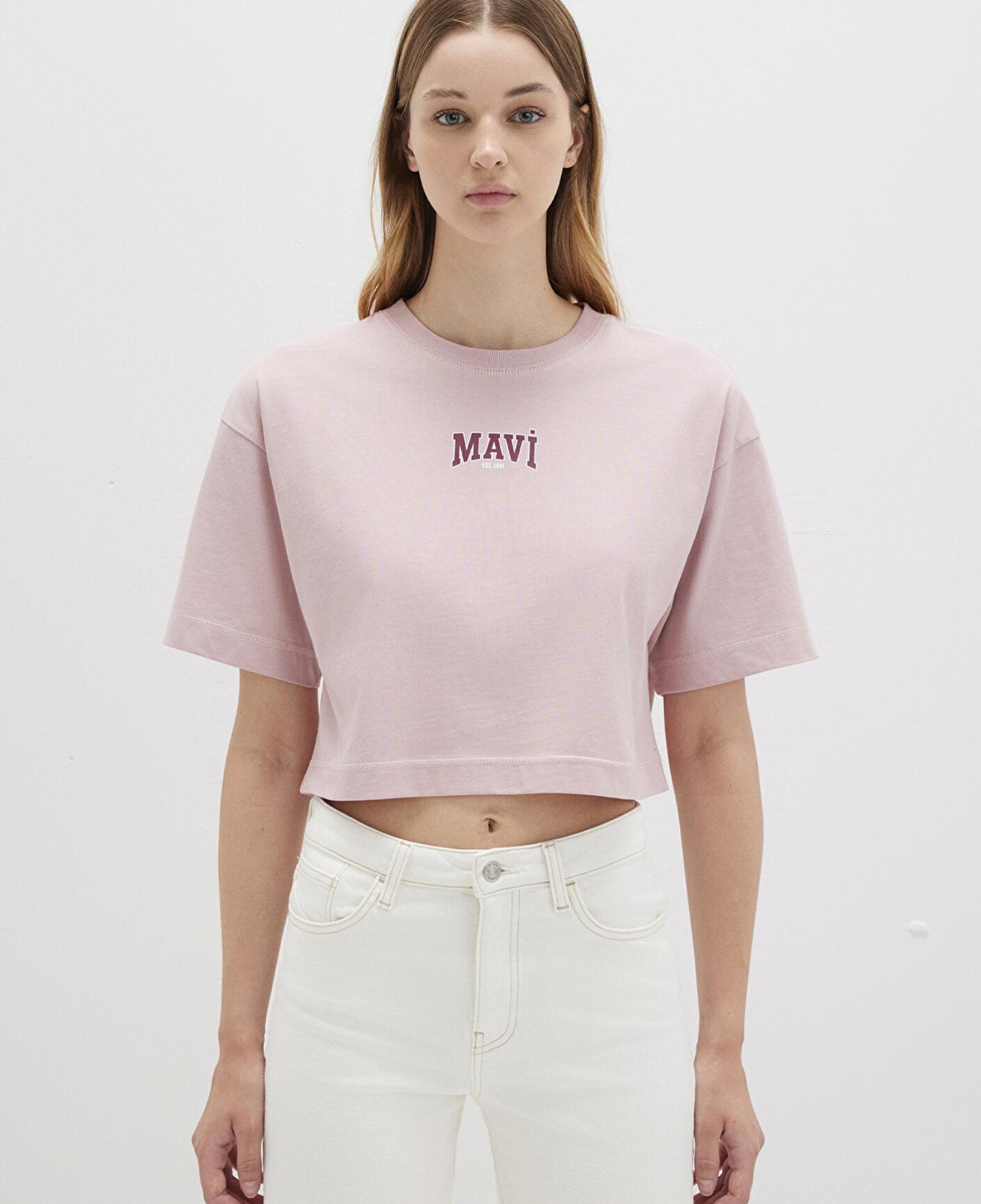 Mavi Mavi Logo Baskılı Pembe Crop Tişört Crop / Kısa Kesim 1613411-71018