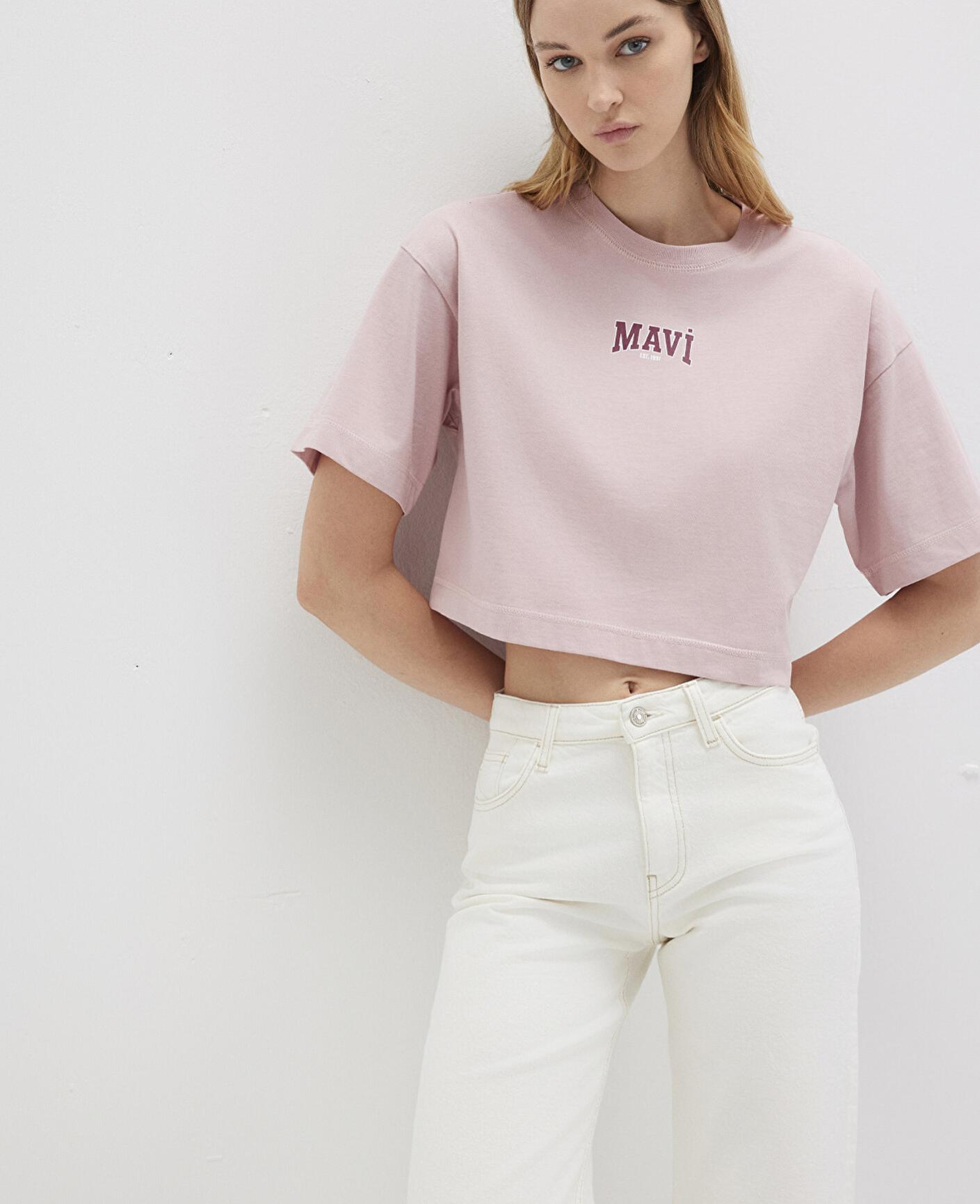 Mavi Mavi Logo Baskılı Pembe Crop Tişört Crop / Kısa Kesim 1613411-71018