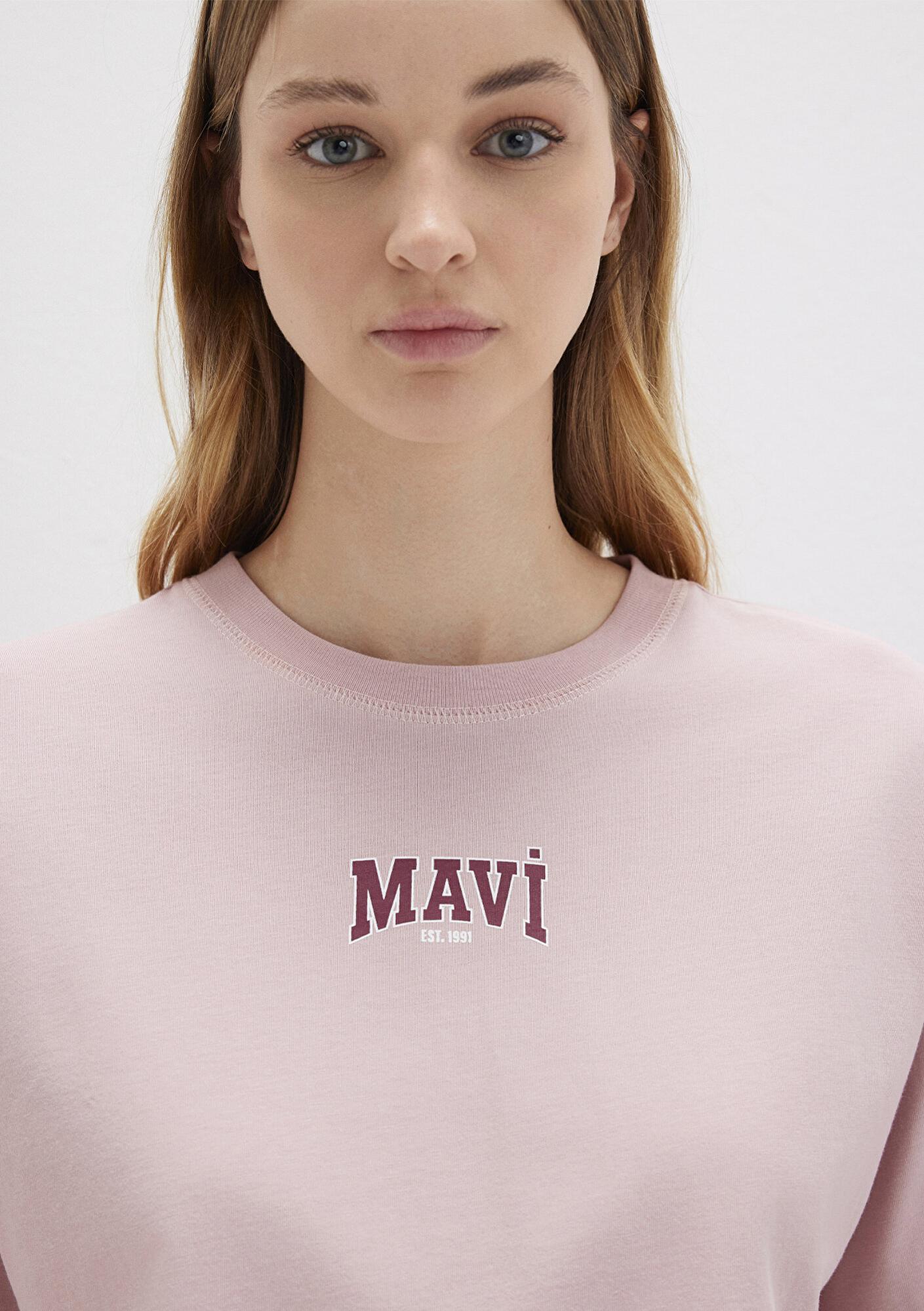 Mavi Mavi Logo Baskılı Pembe Crop Tişört Crop / Kısa Kesim 1613411-71018