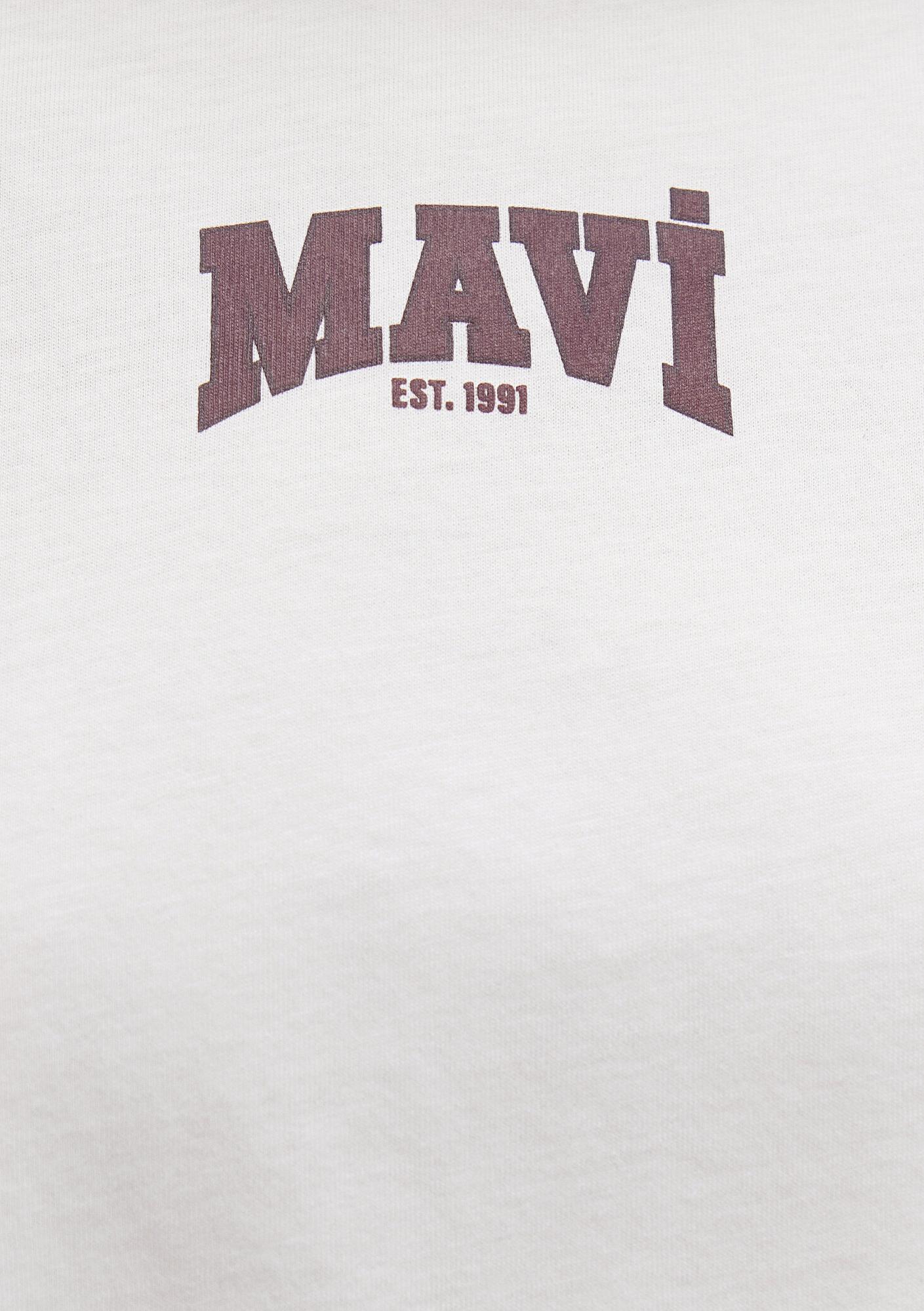 Mavi Mavi Logo Baskılı Ekru Crop Tişört Crop / Kısa Kesim 1613411-70057