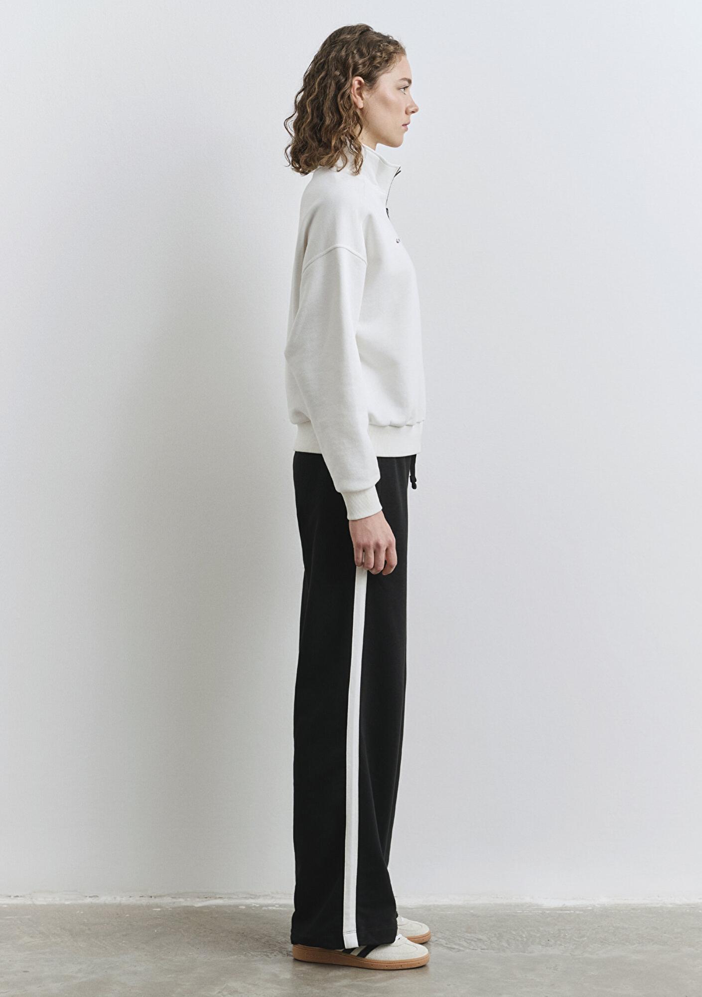 Mavi Mavi Logo Baskılı Yarı Fermuarlı Ekru Sweatshirt 1S10373-70057