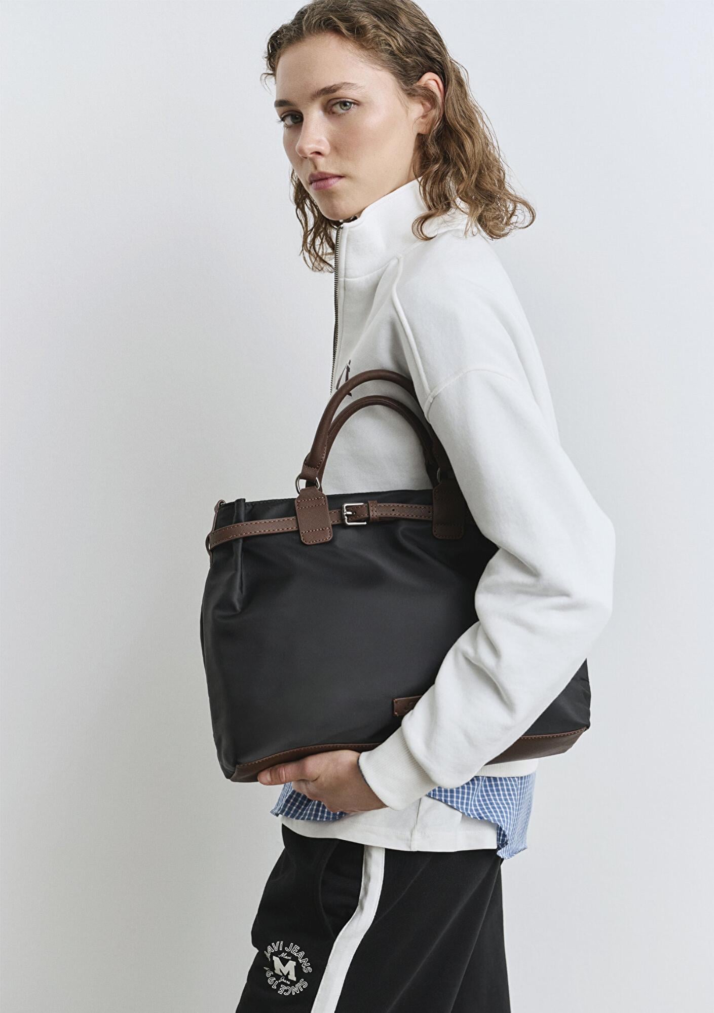 Mavi Mavi Logo Baskılı Yarı Fermuarlı Ekru Sweatshirt 1S10373-70057