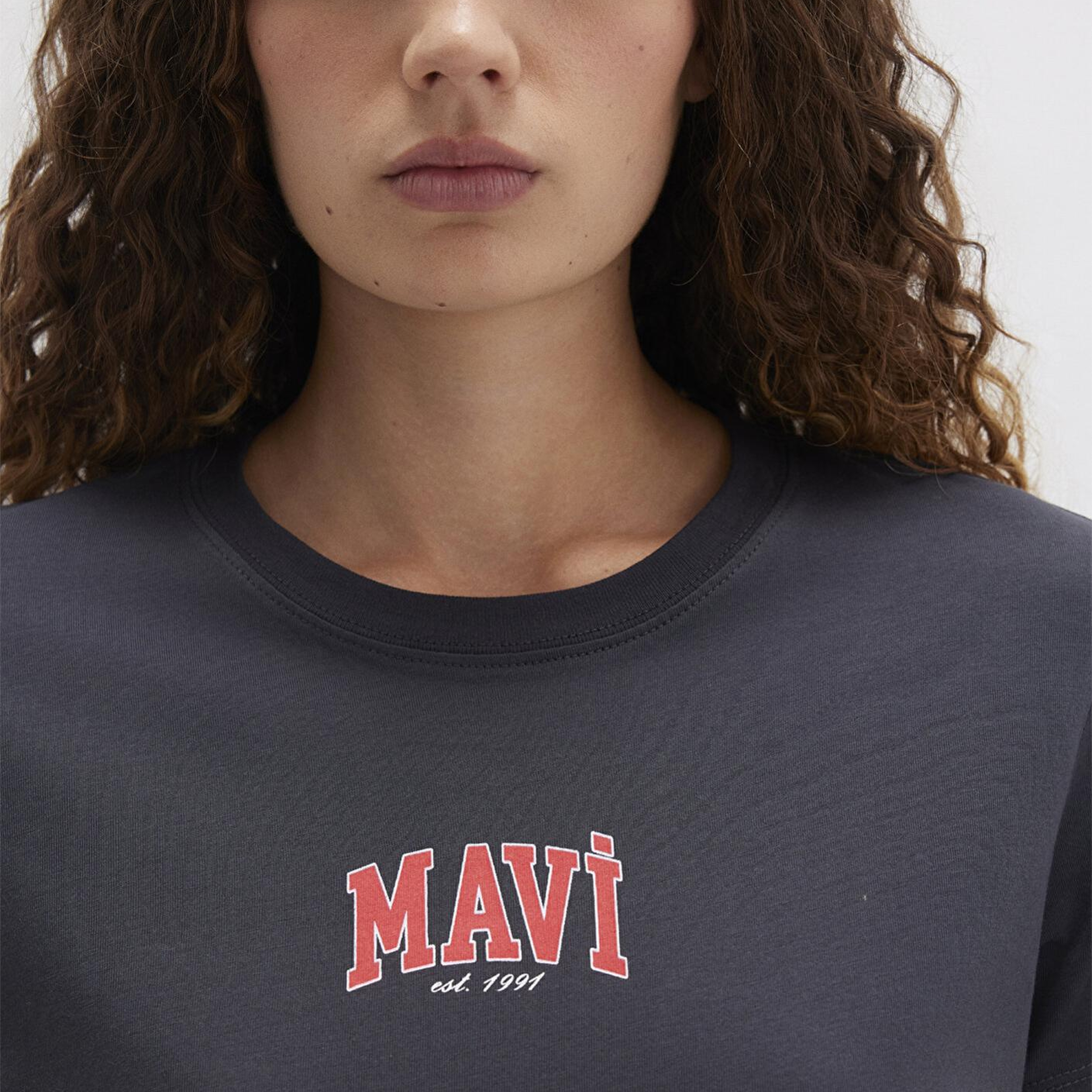 Mavi Mavi Logo Baskılı Antrasit Tişört Regular Fit / Normal Kesim 1613412-70087