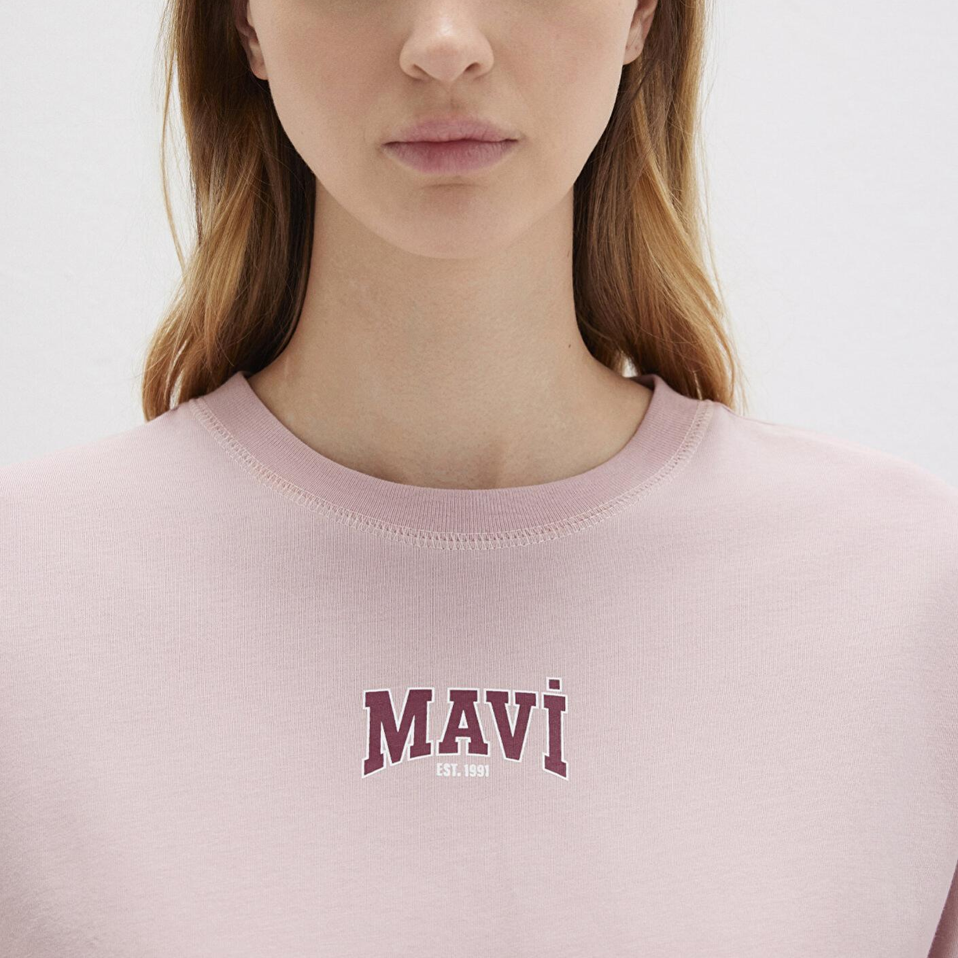 Mavi Mavi Logo Baskılı Pembe Crop Tişört Crop / Kısa Kesim 1613411-71018