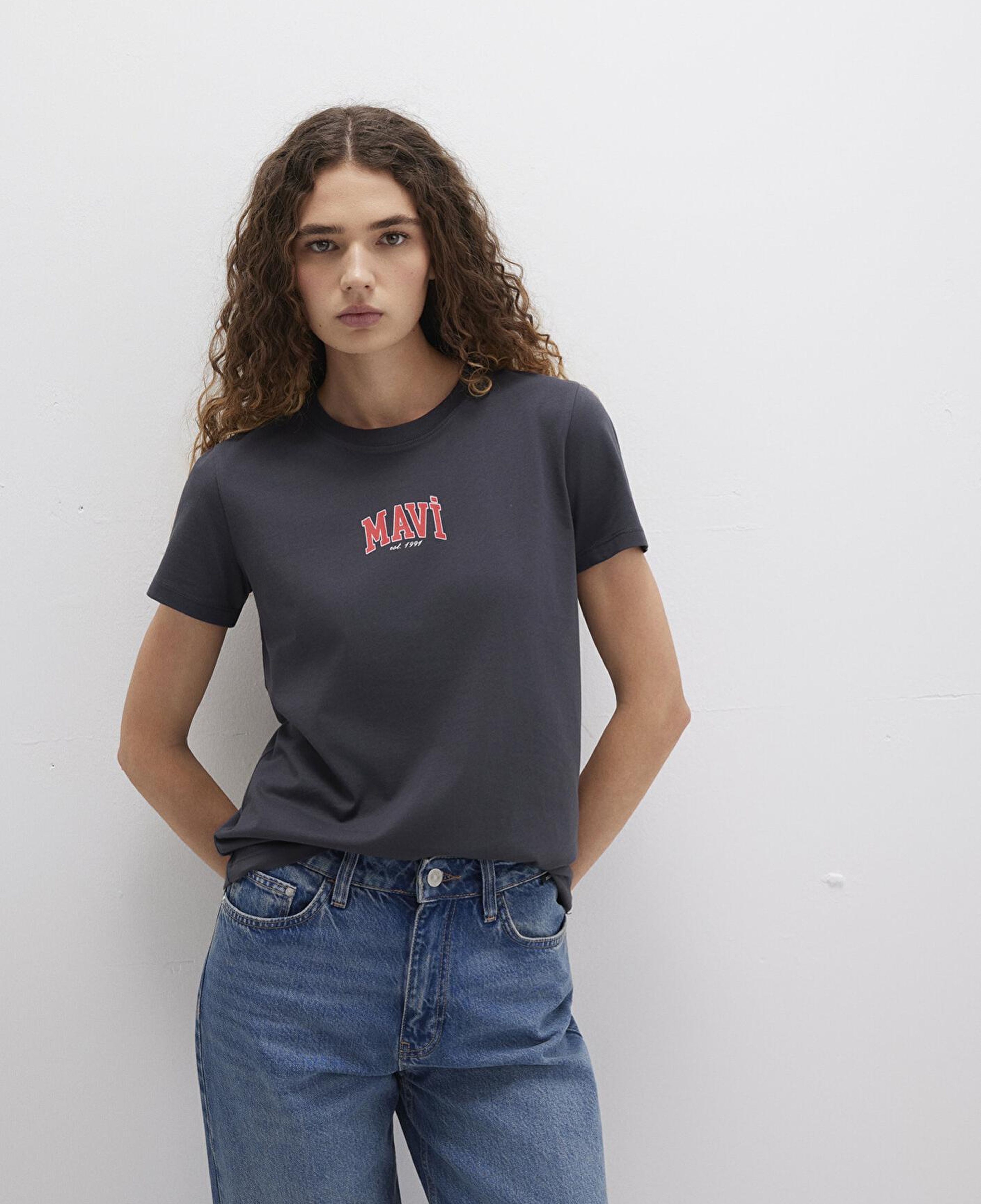 Mavi Mavi Logo Baskılı Antrasit Tişört Regular Fit / Normal Kesim 1613412-70087