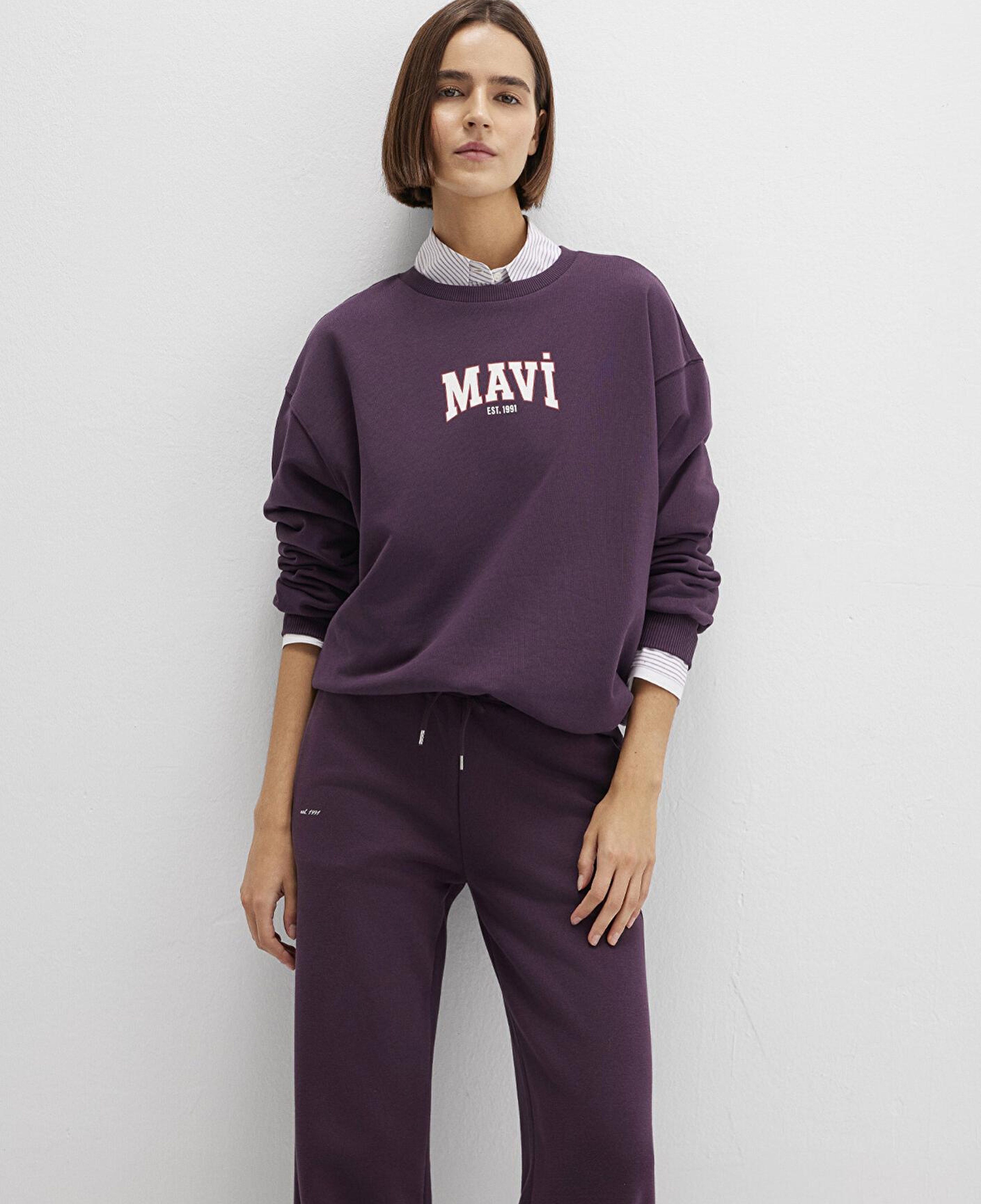 Mavi Mavi Logo Baskılı Mor Sweatshirt 1S10372-70635