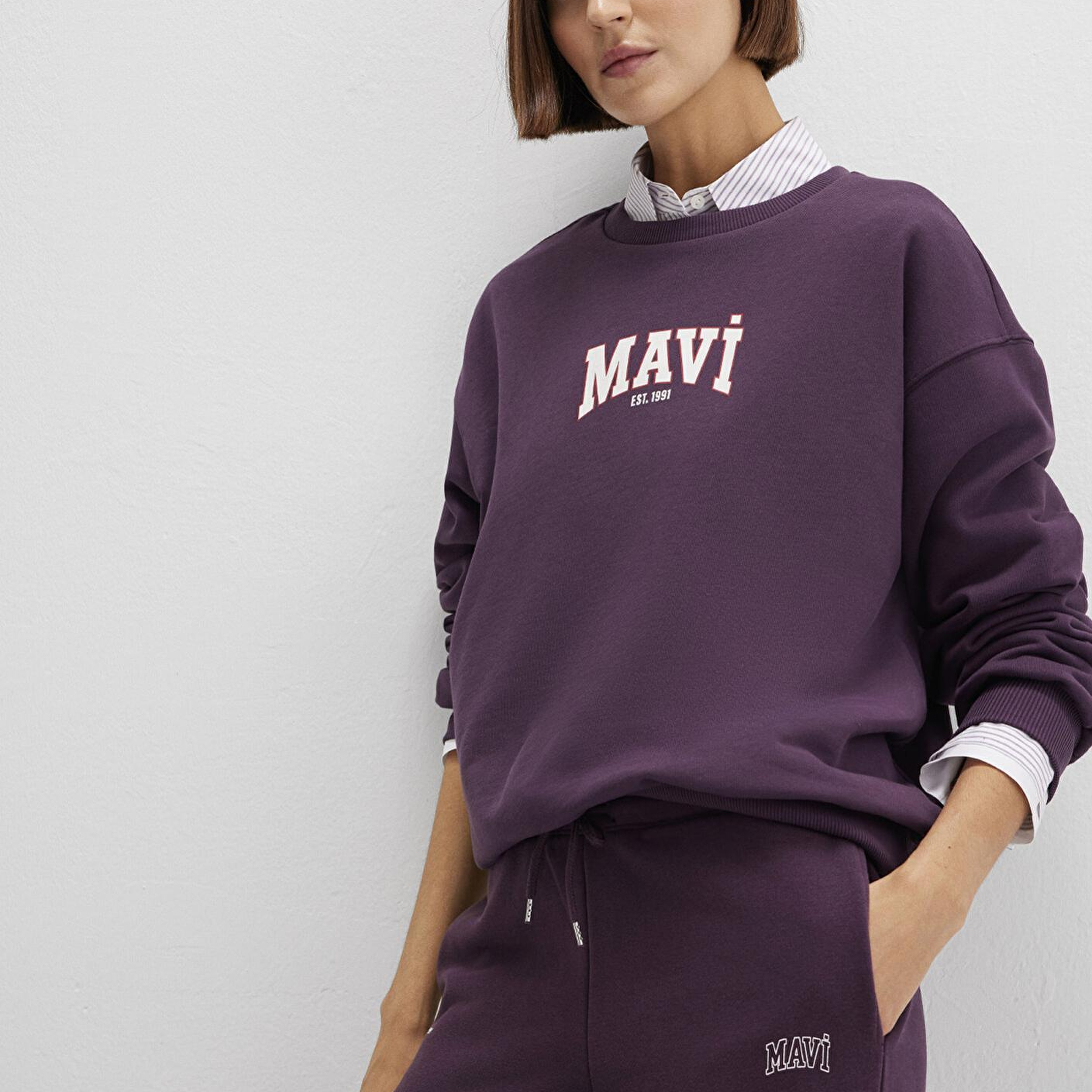 Mavi Mavi Logo Baskılı Mor Sweatshirt 1S10372-70635