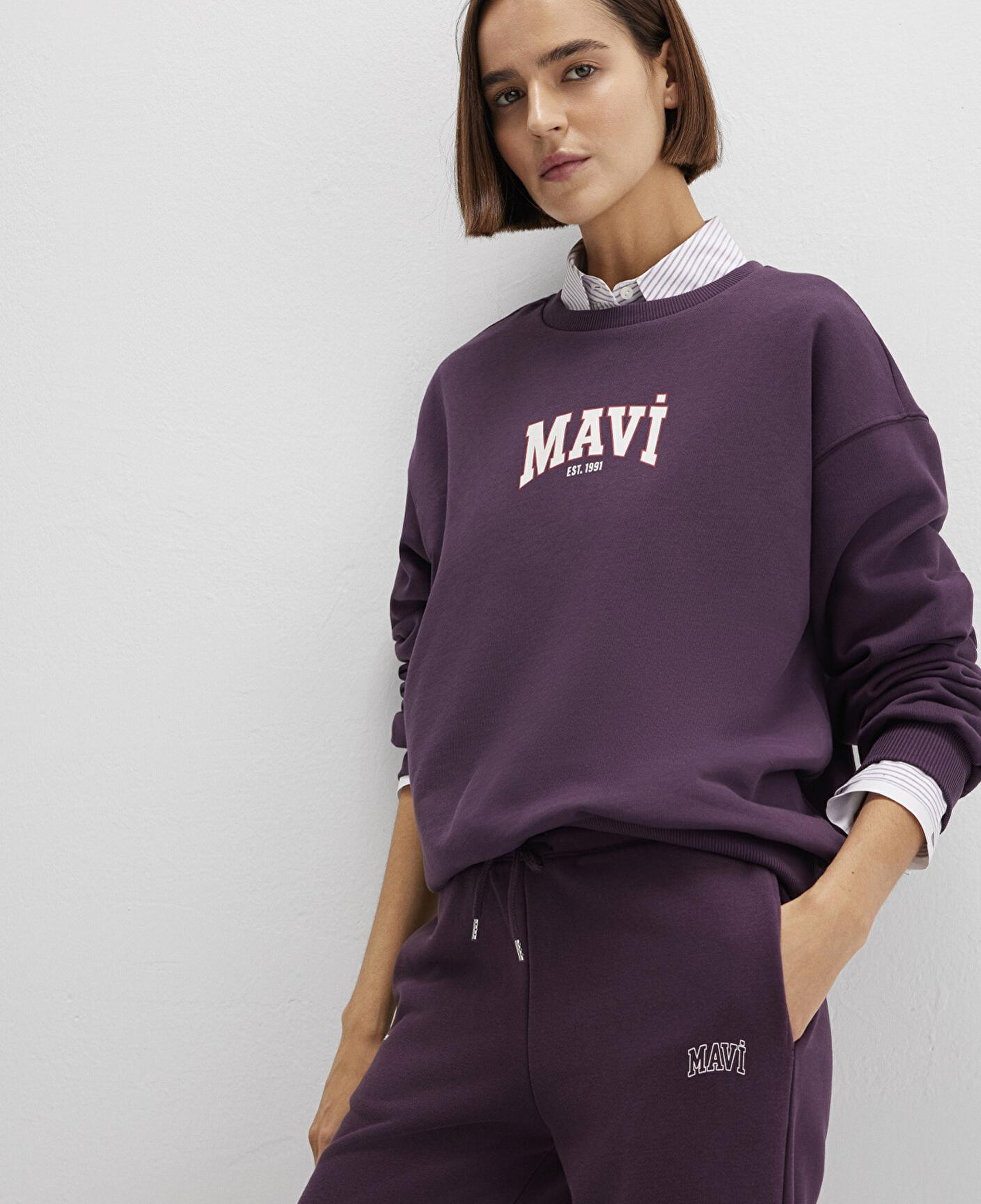 Mavi Mavi Logo Baskılı Mor Sweatshirt 1S10372-70635