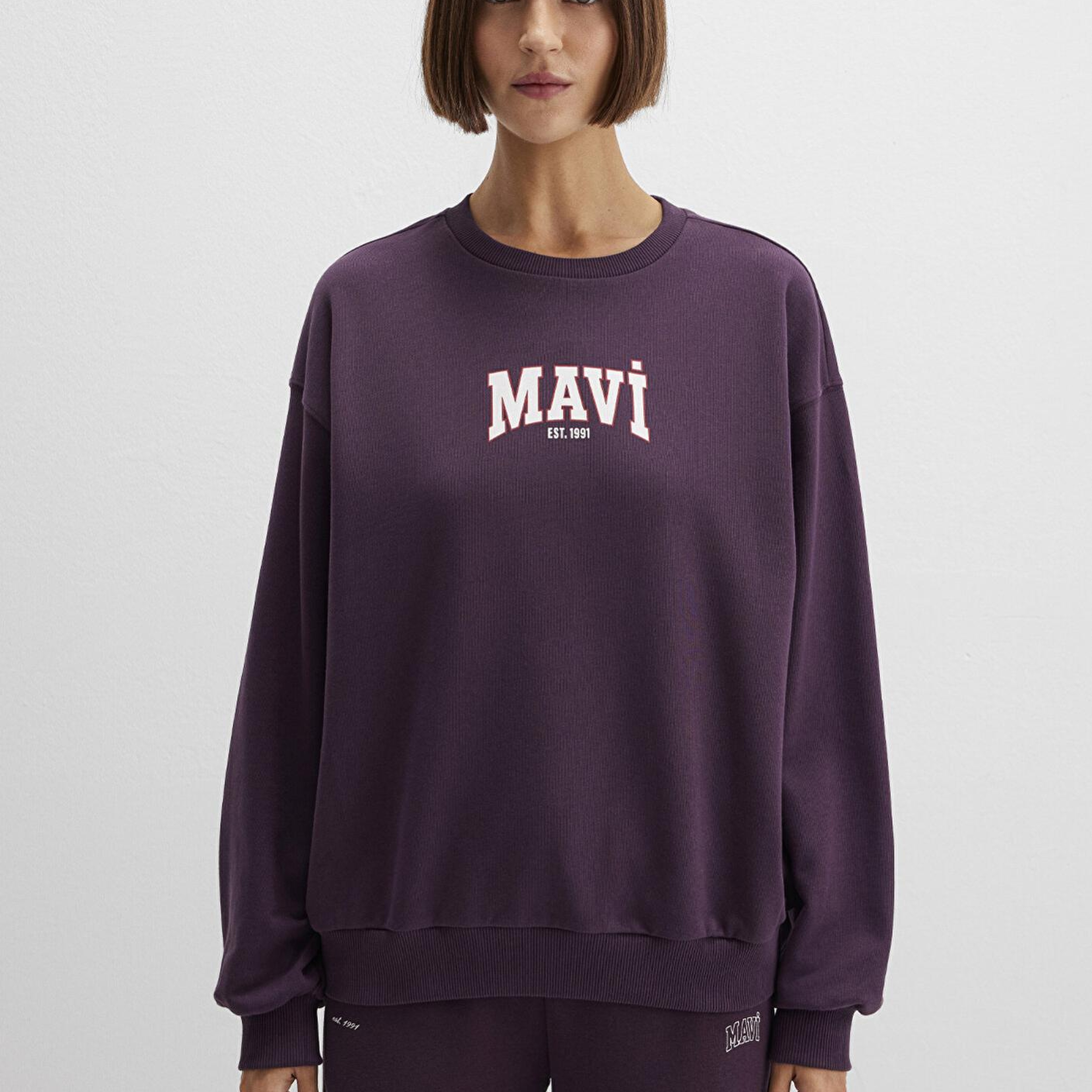 Mavi Mavi Logo Baskılı Mor Sweatshirt 1S10372-70635