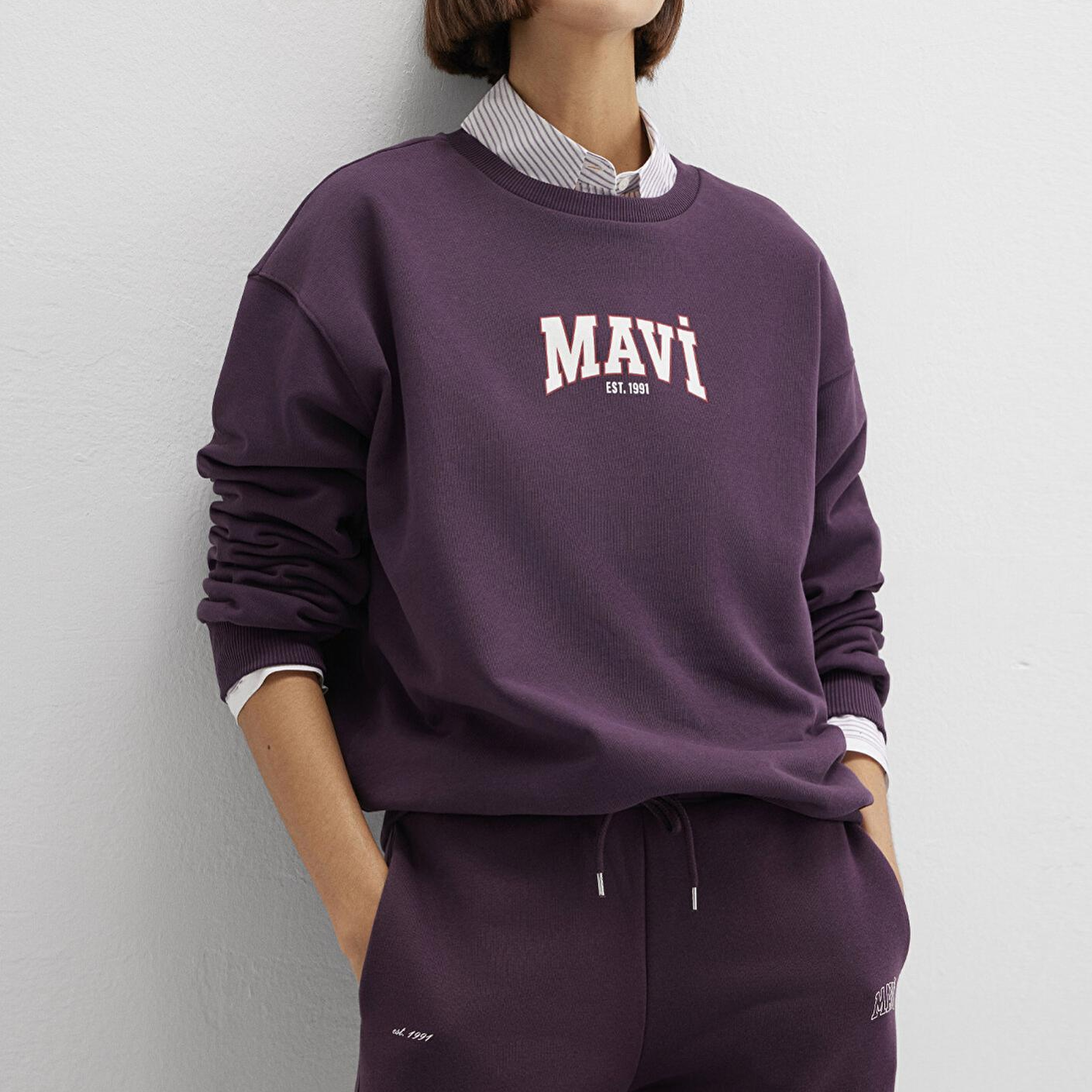 Mavi Mavi Logo Baskılı Mor Sweatshirt 1S10372-70635