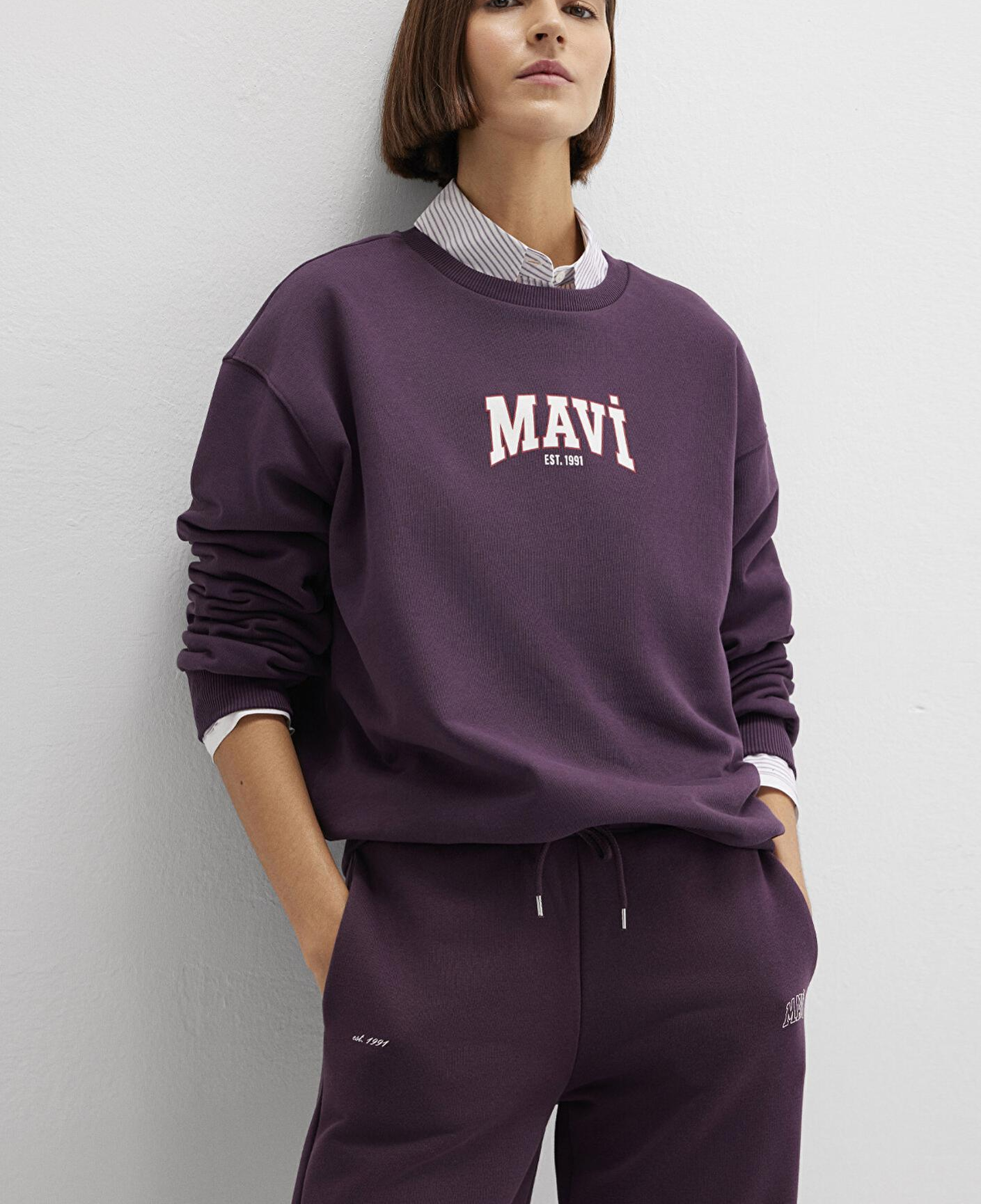 Mavi Mavi Logo Baskılı Mor Sweatshirt 1S10372-70635