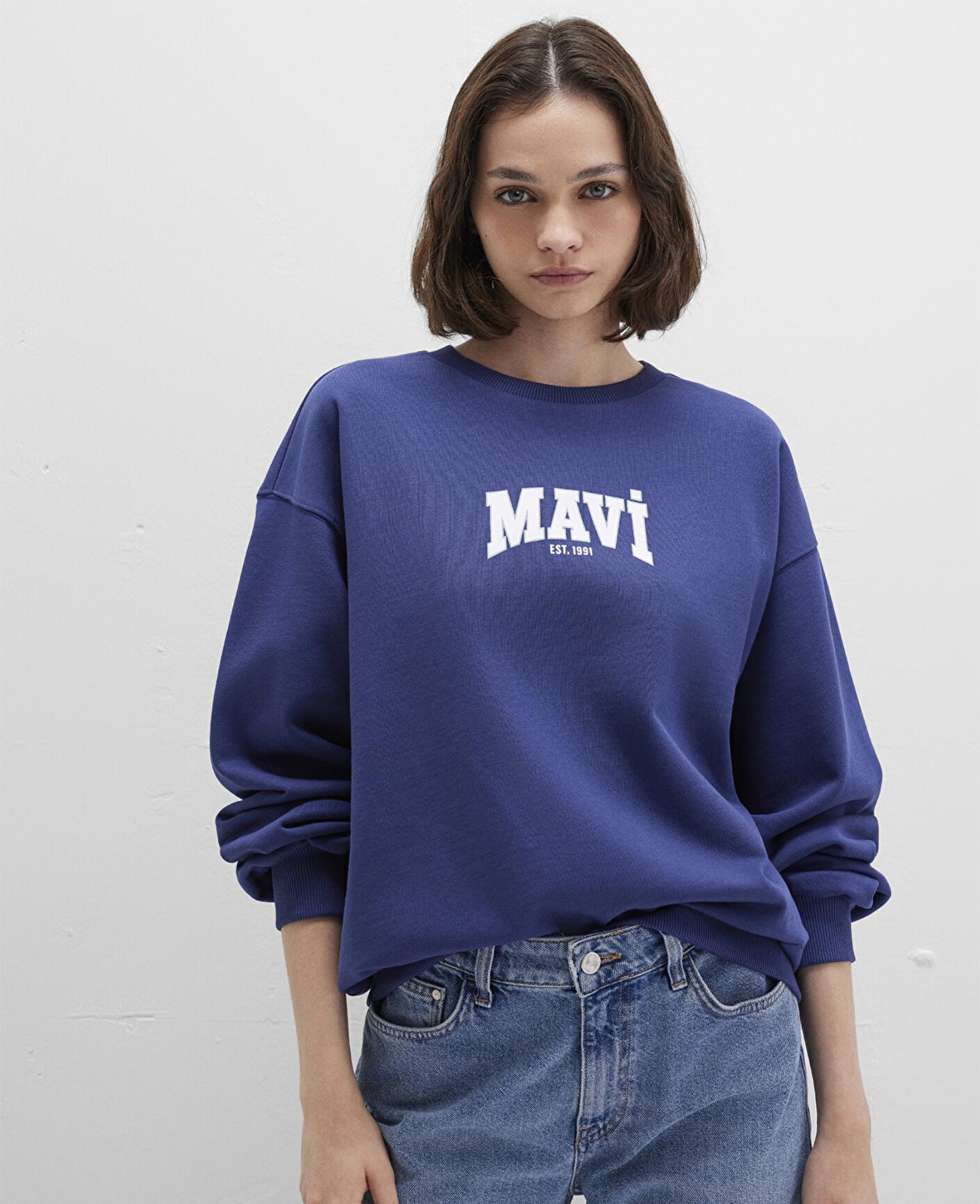 Mavi Mavi Logo Baskılı Lacivert Sweatshirt 1S10372-70498