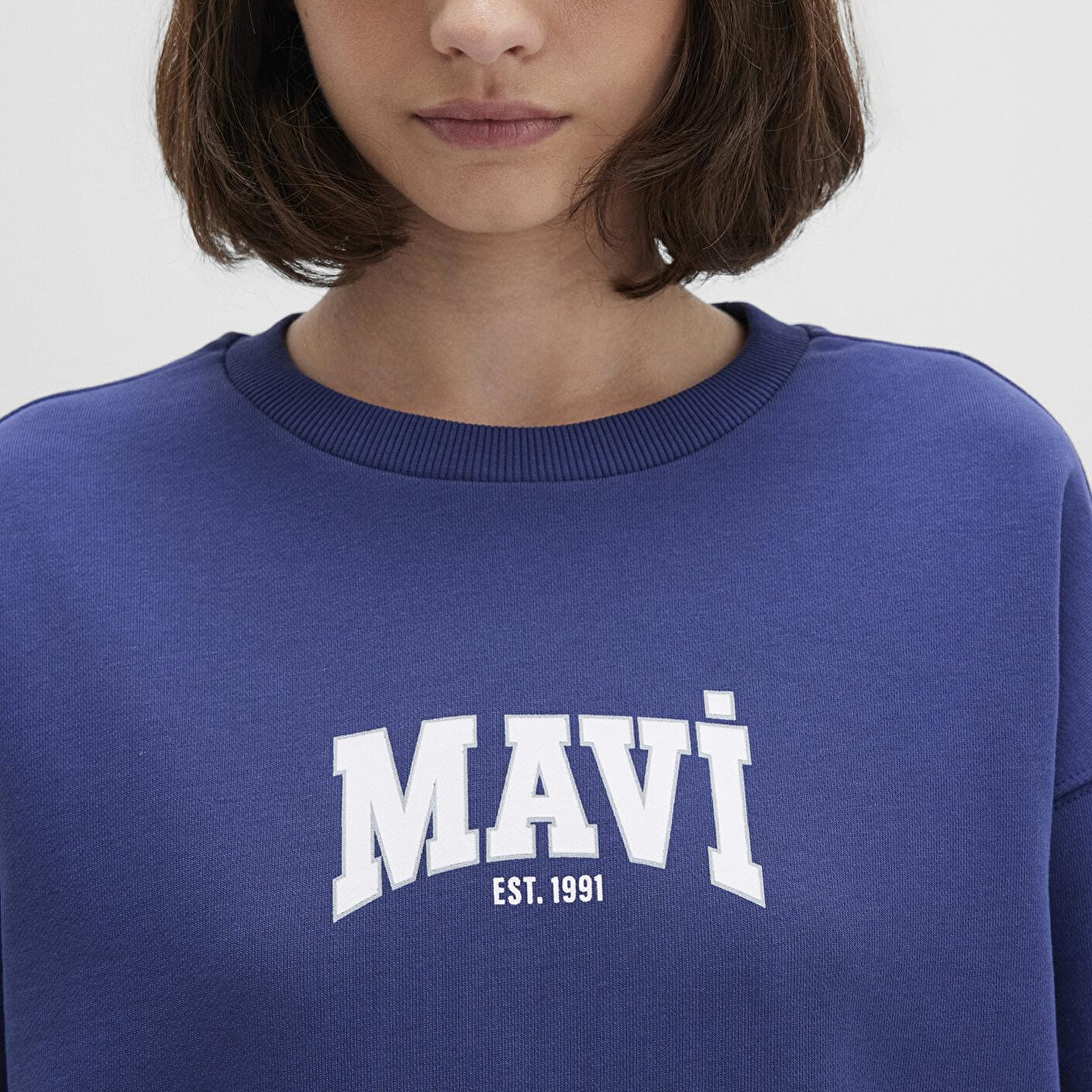 Mavi Mavi Logo Baskılı Lacivert Sweatshirt 1S10372-70498