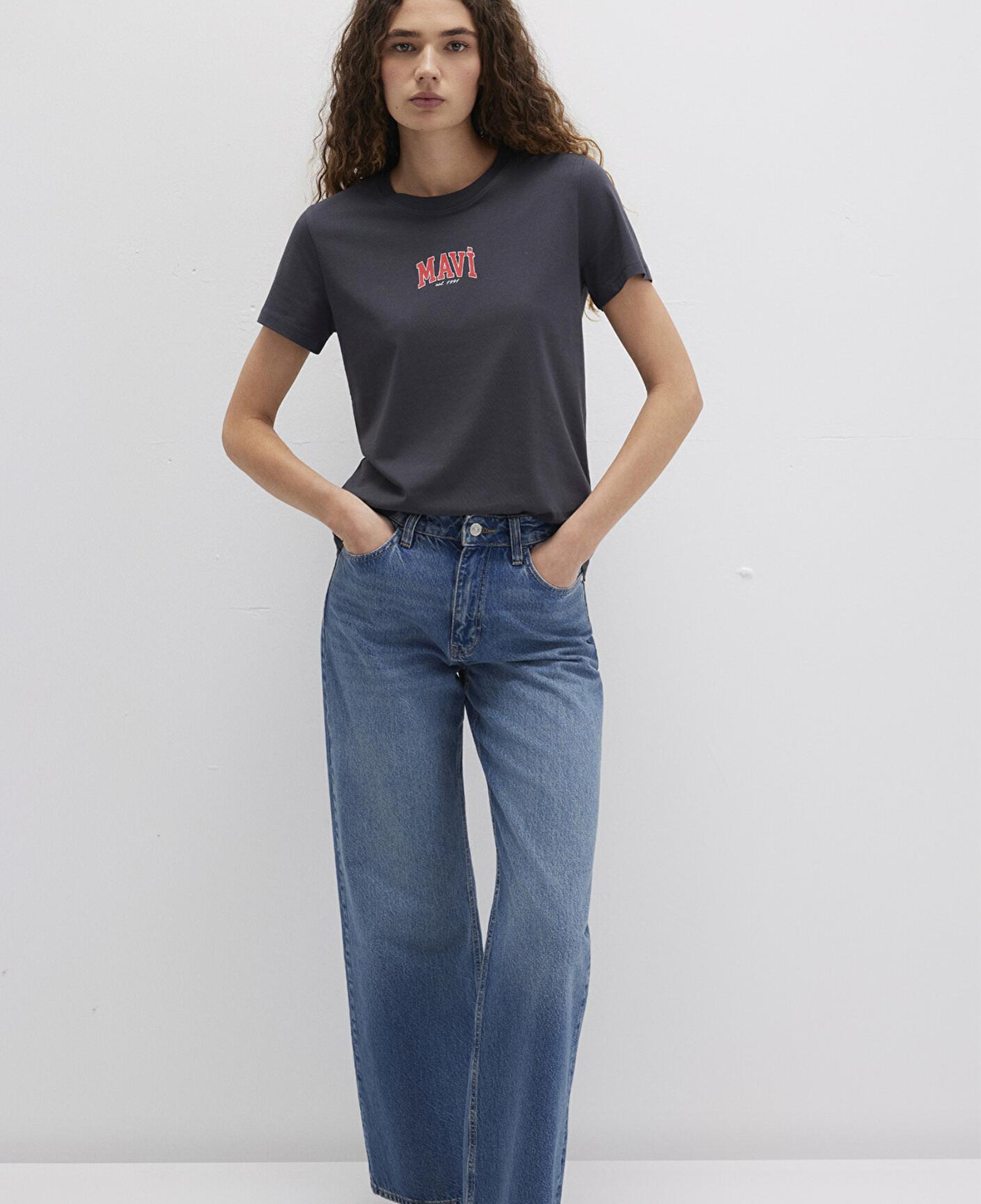 Mavi Mavi Logo Baskılı Antrasit Tişört Regular Fit / Normal Kesim 1613412-70087