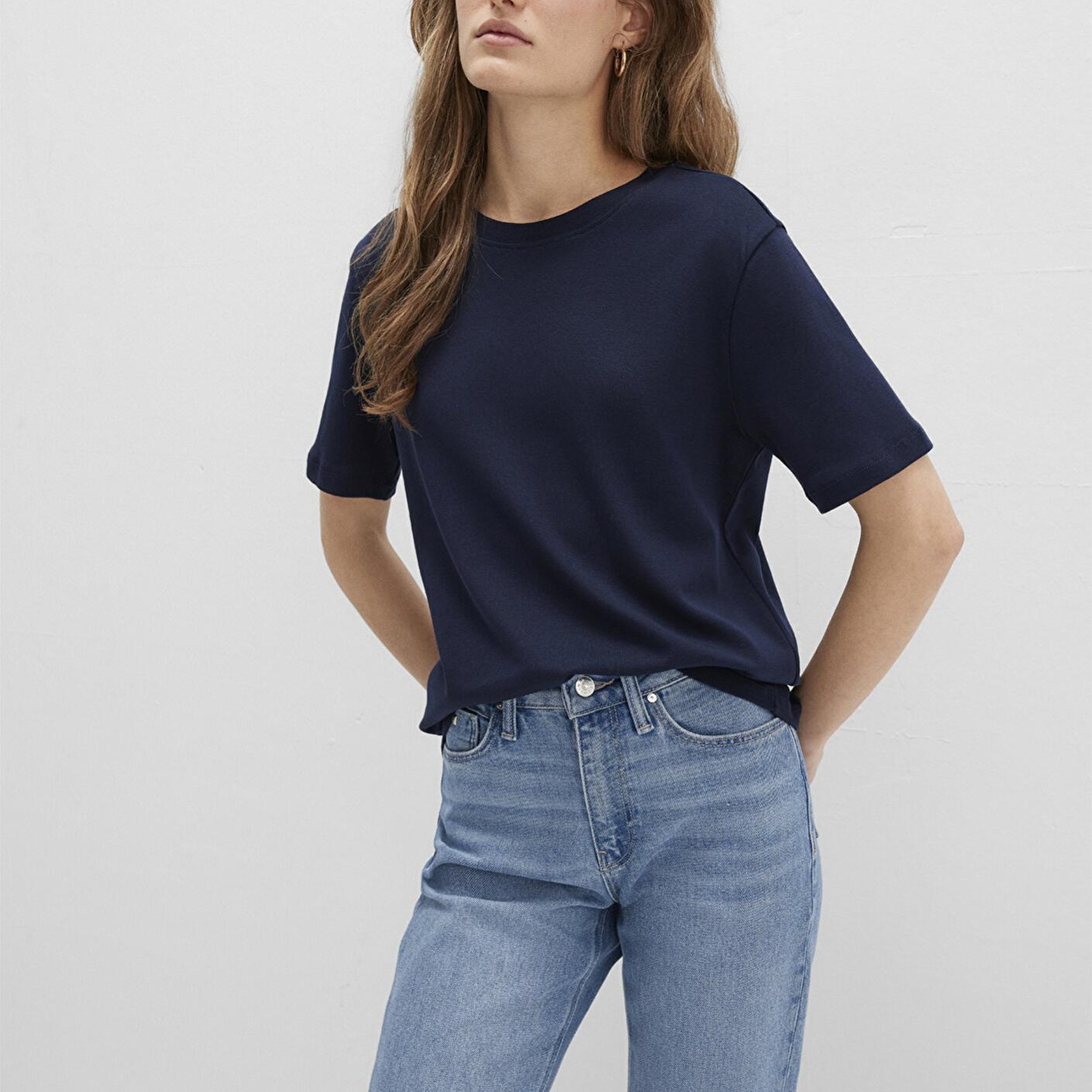 Mavi Lacivert Basic Tişört Semi Slim Fit / Yarı Dar Kesim 1612916-86623