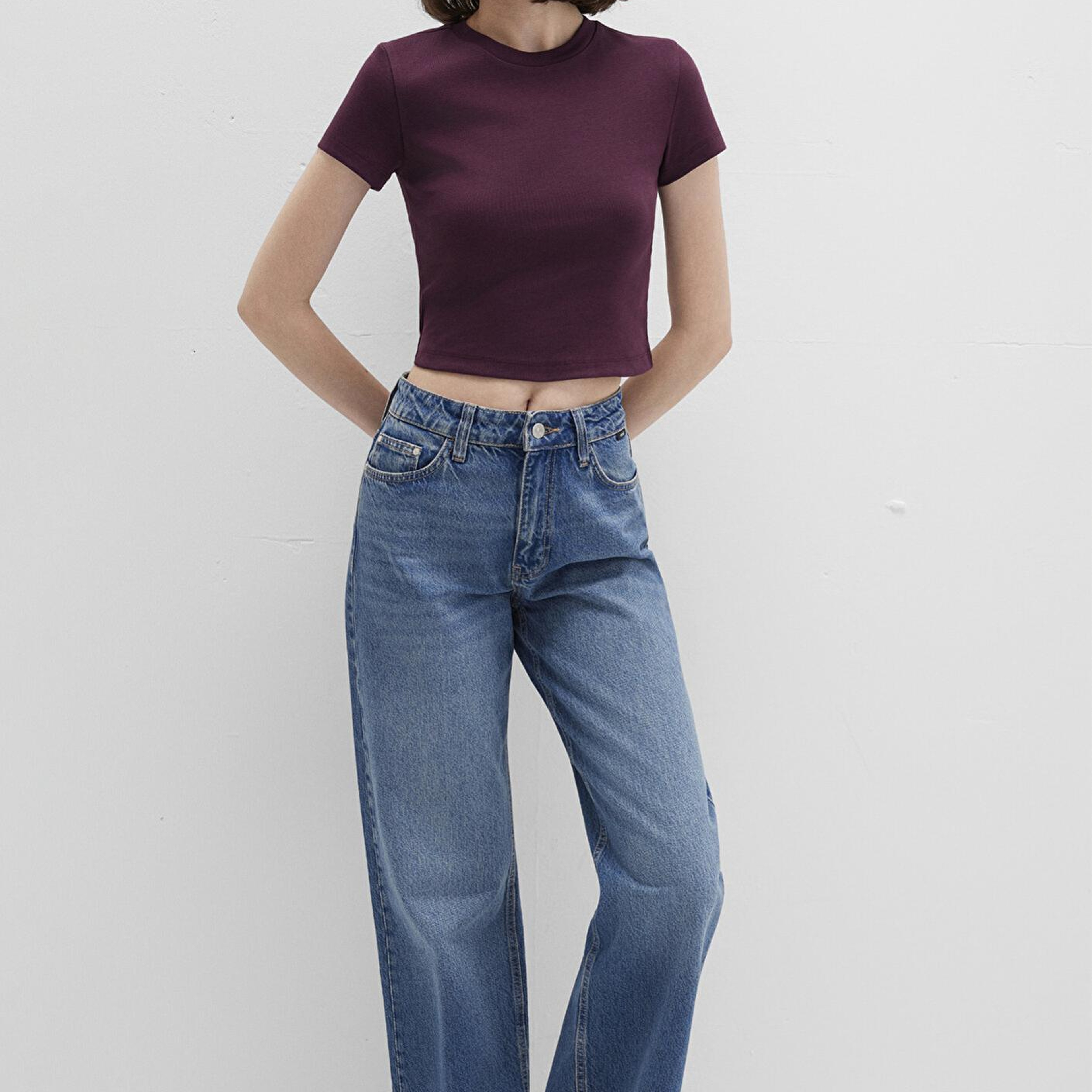 Mavi Mor Basic Crop Tişört Crop / Kısa Kesim 1600814-70434