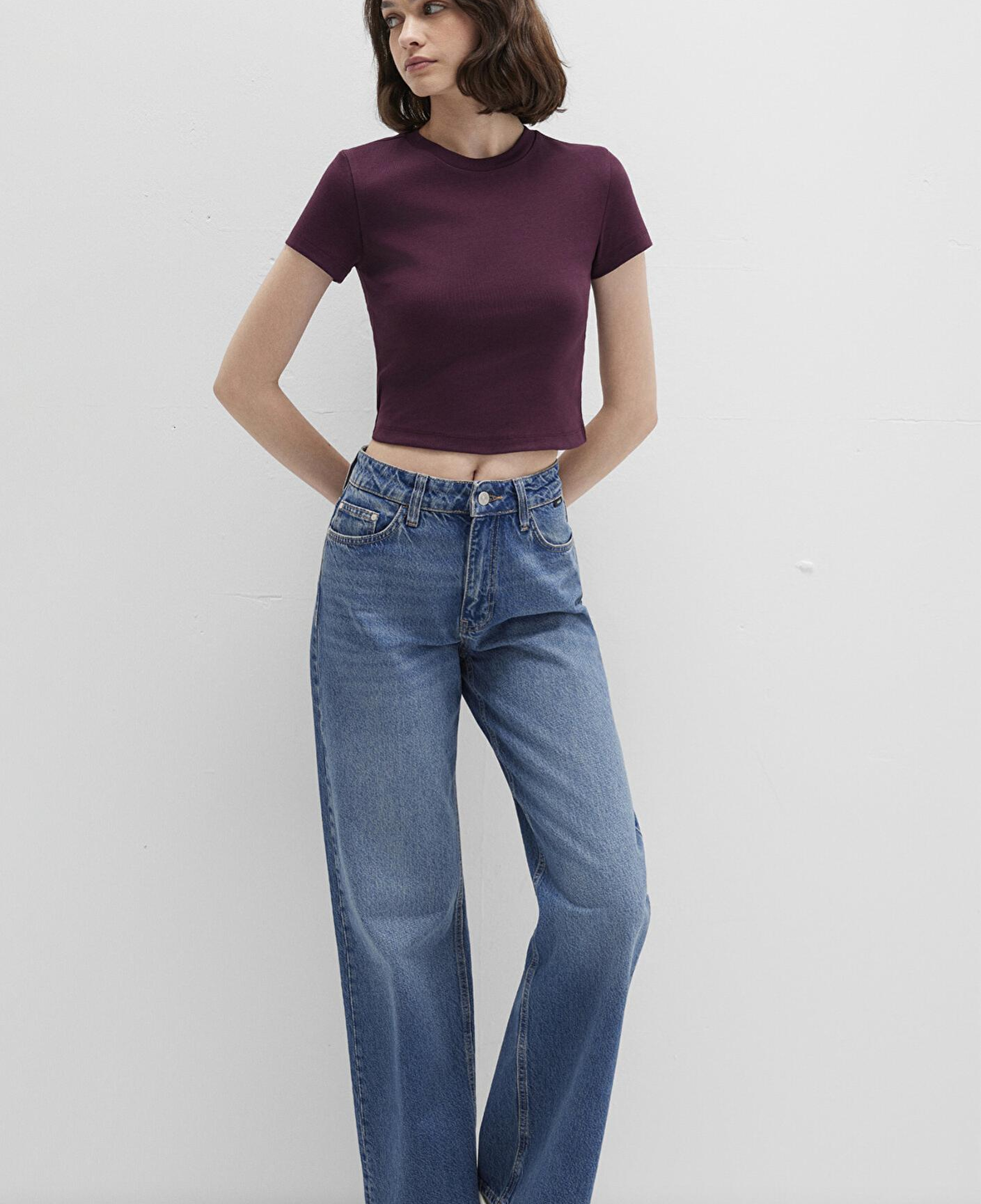 Mavi Mor Basic Crop Tişört Crop / Kısa Kesim 1600814-70434