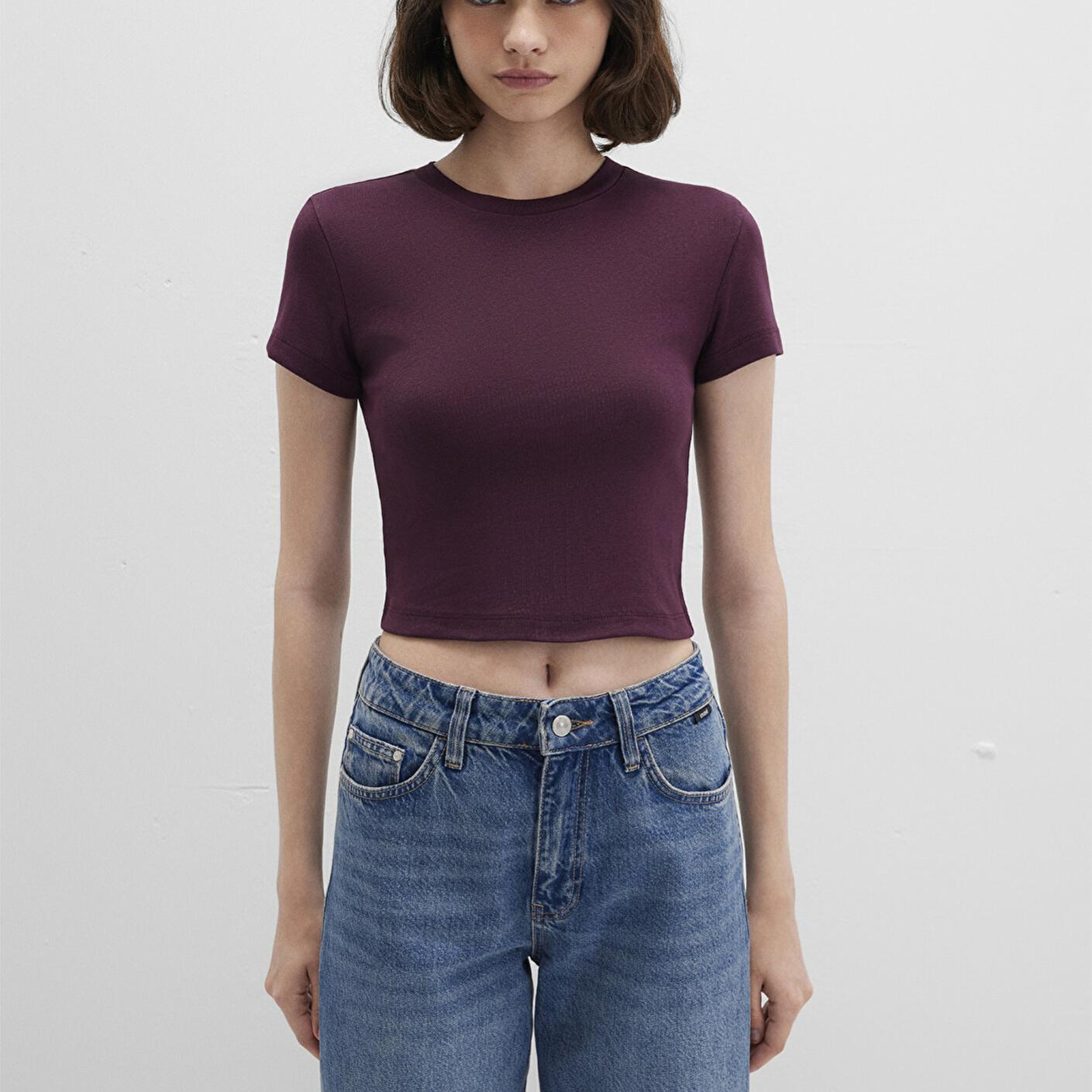 Mavi Mor Basic Crop Tişört Crop / Kısa Kesim 1600814-70434