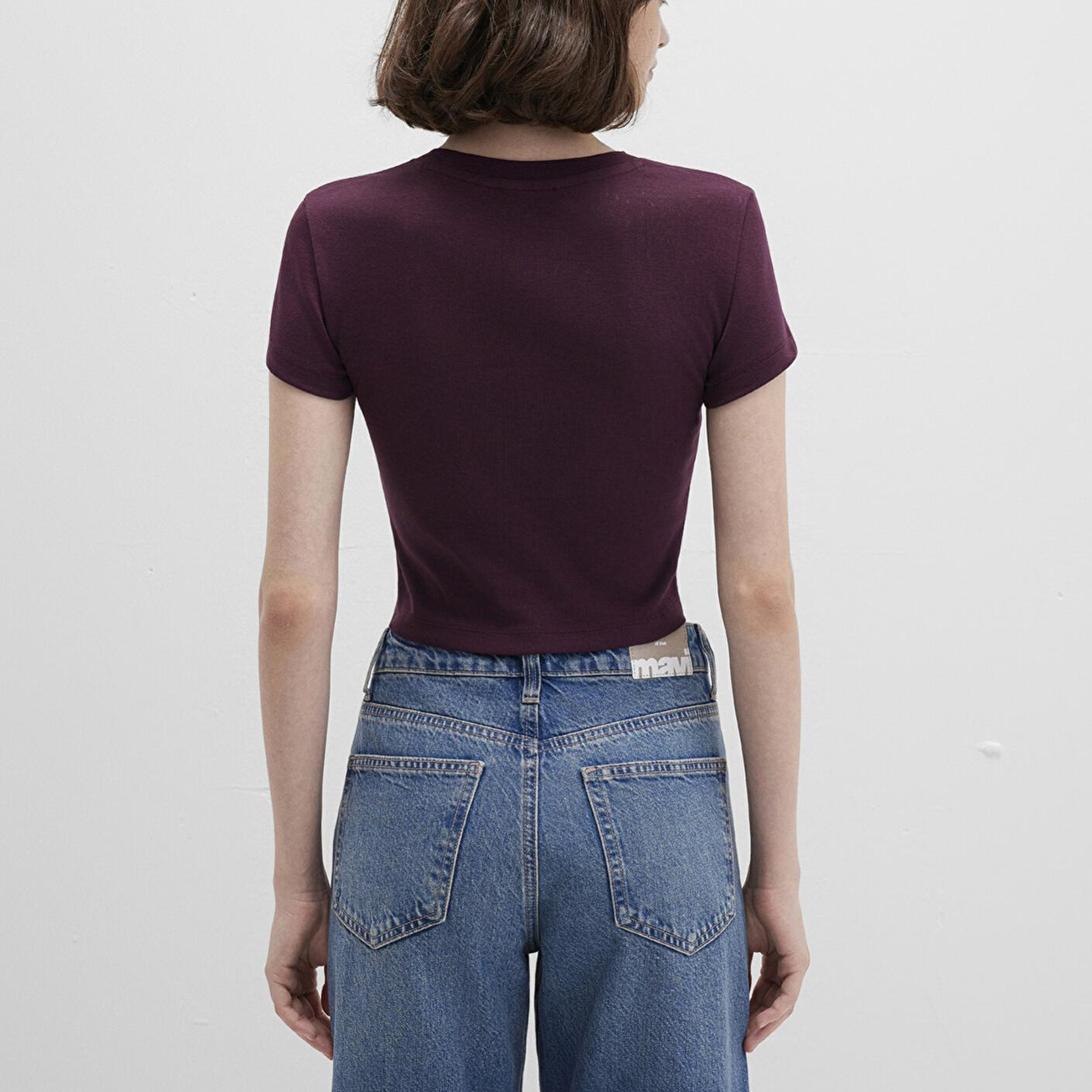 Mavi Mor Basic Crop Tişört Crop / Kısa Kesim 1600814-70434