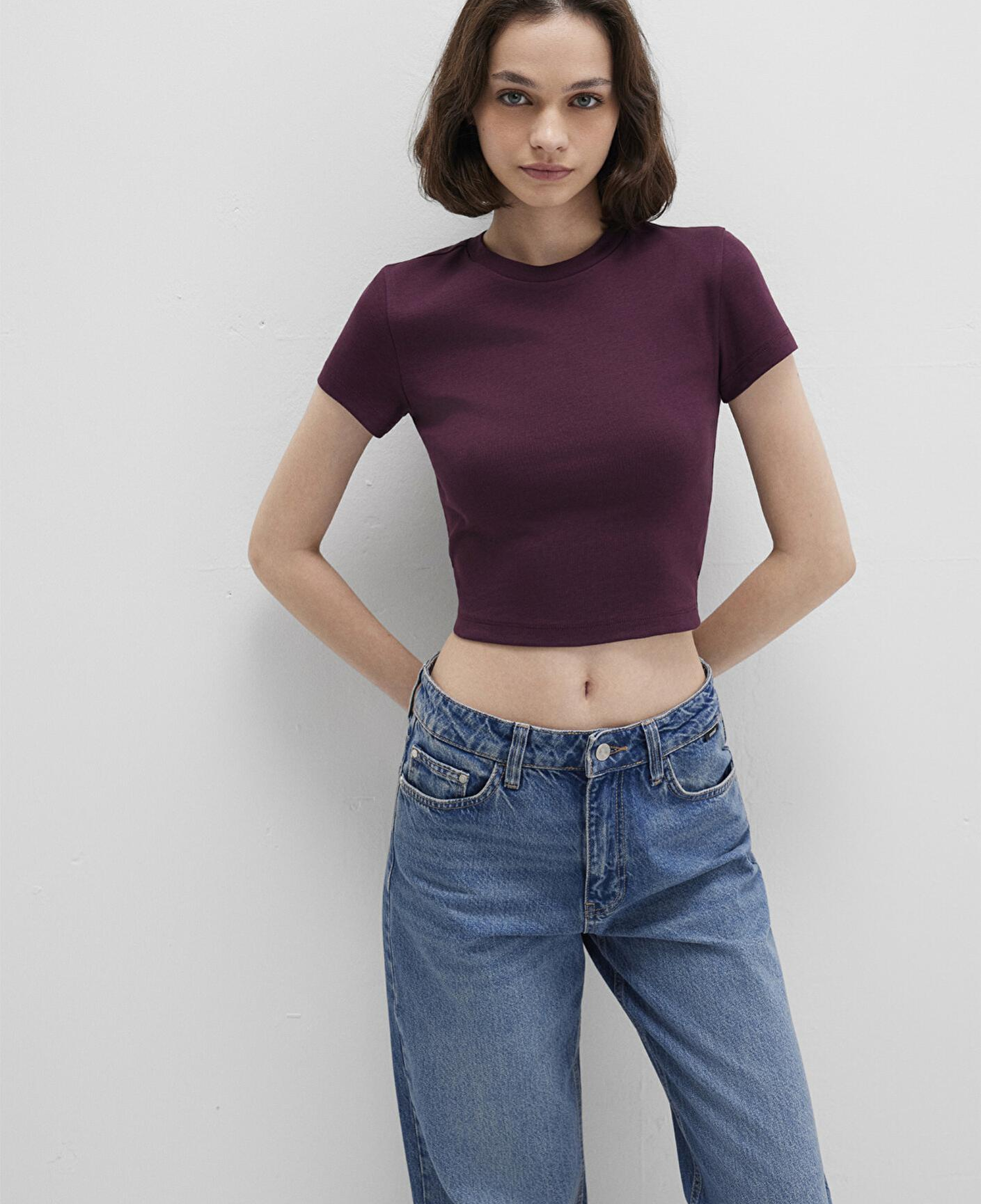 Mavi Mor Basic Crop Tişört Crop / Kısa Kesim 1600814-70434