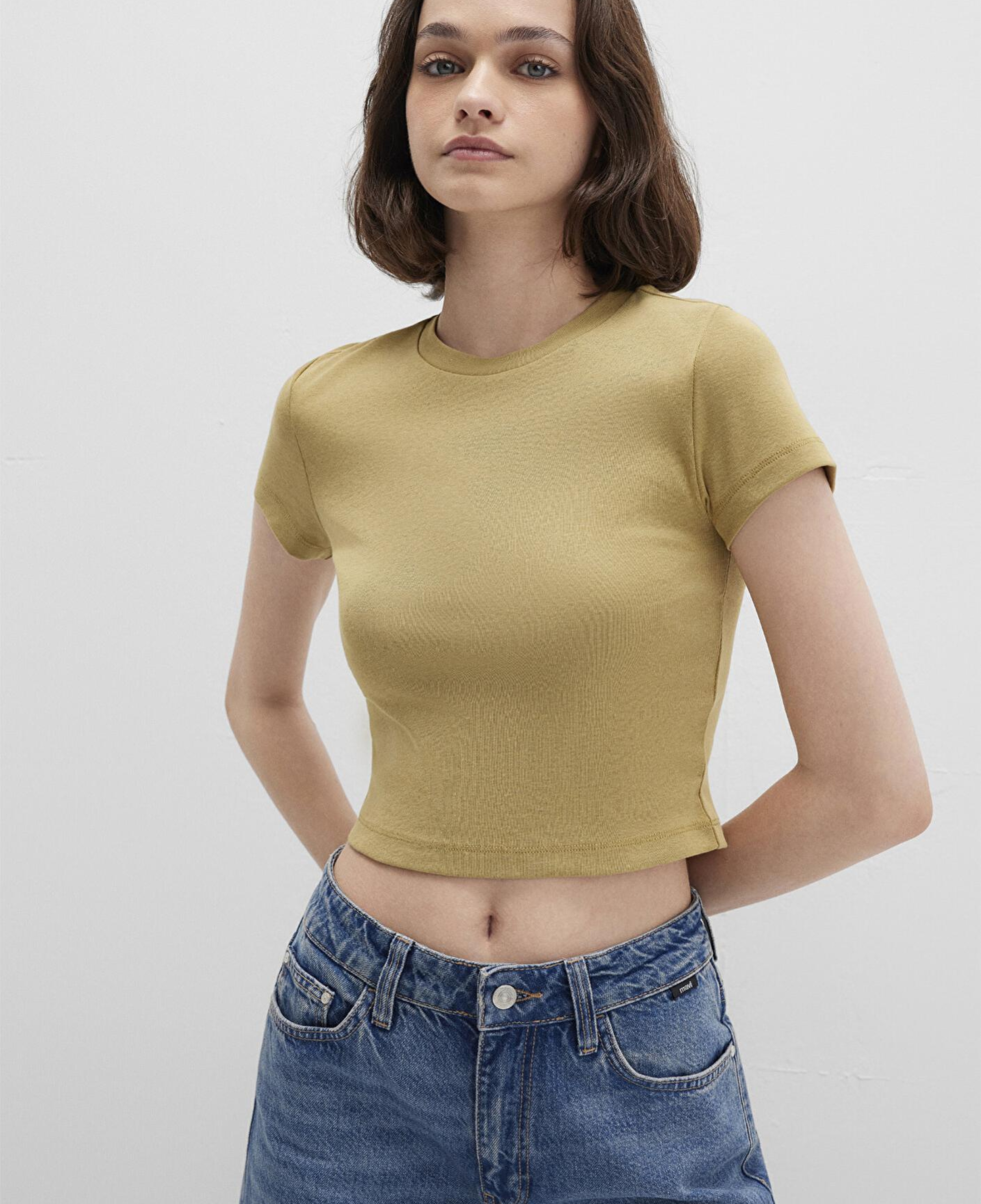 Mavi Yeşil Basic Crop Tişört Crop / Kısa Kesim 1600814-70217