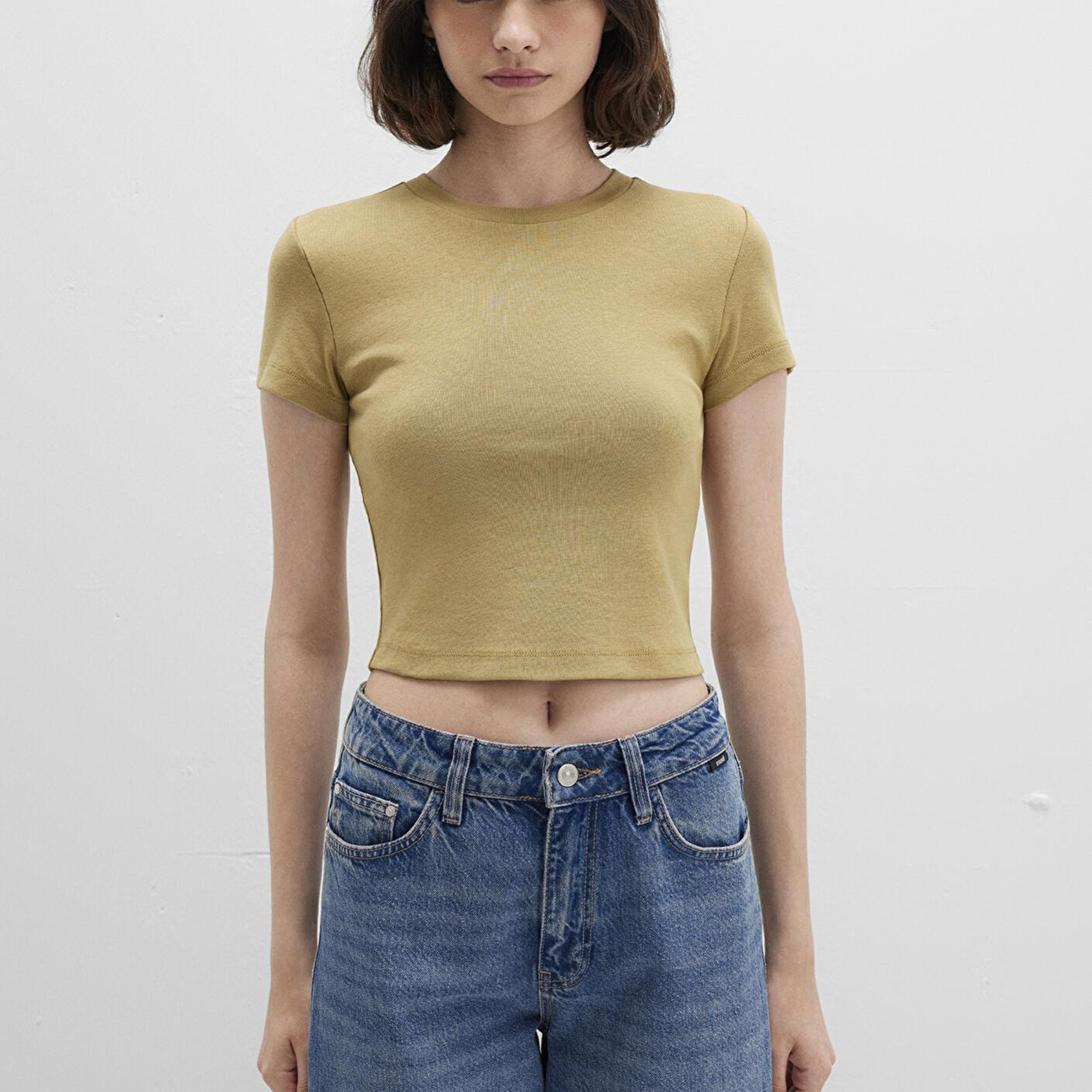 Mavi Yeşil Basic Crop Tişört Crop / Kısa Kesim 1600814-70217