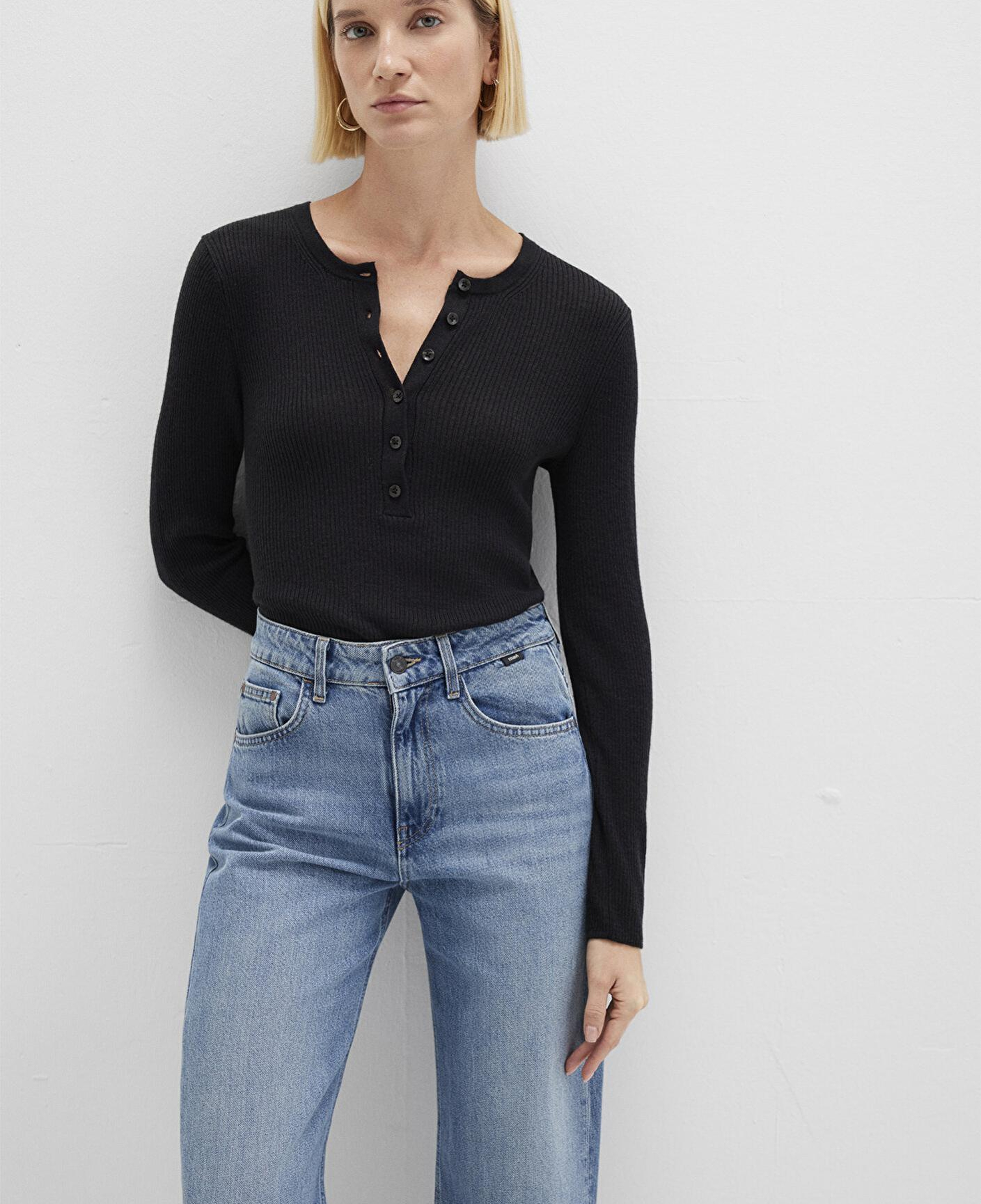 Mavi Yün Karışımlı Düğme Detaylı Antrasit Kazak Fitted / Vücuda Oturan Kesim 1710730-80023