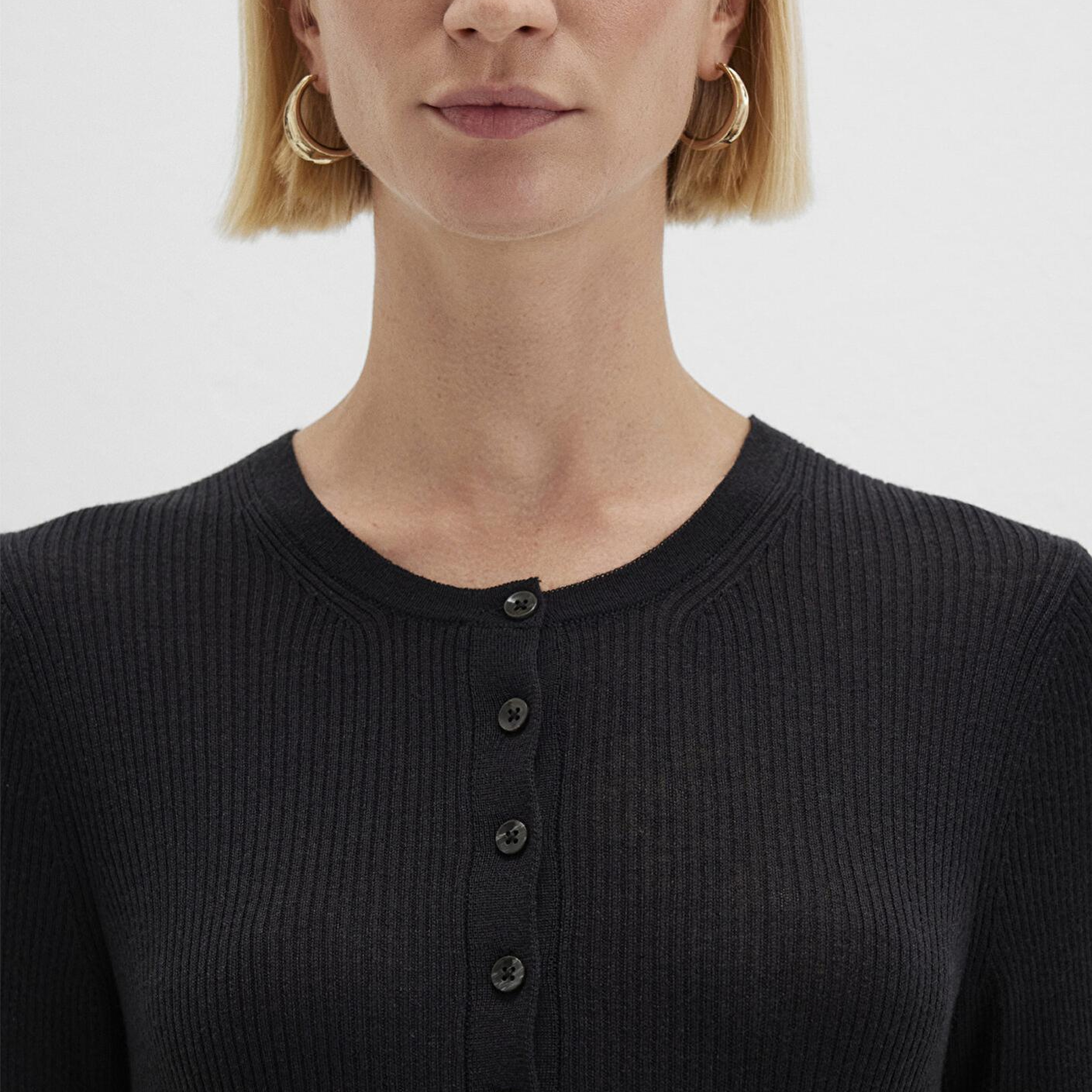 Mavi Yün Karışımlı Düğme Detaylı Antrasit Kazak Fitted / Vücuda Oturan Kesim 1710730-80023