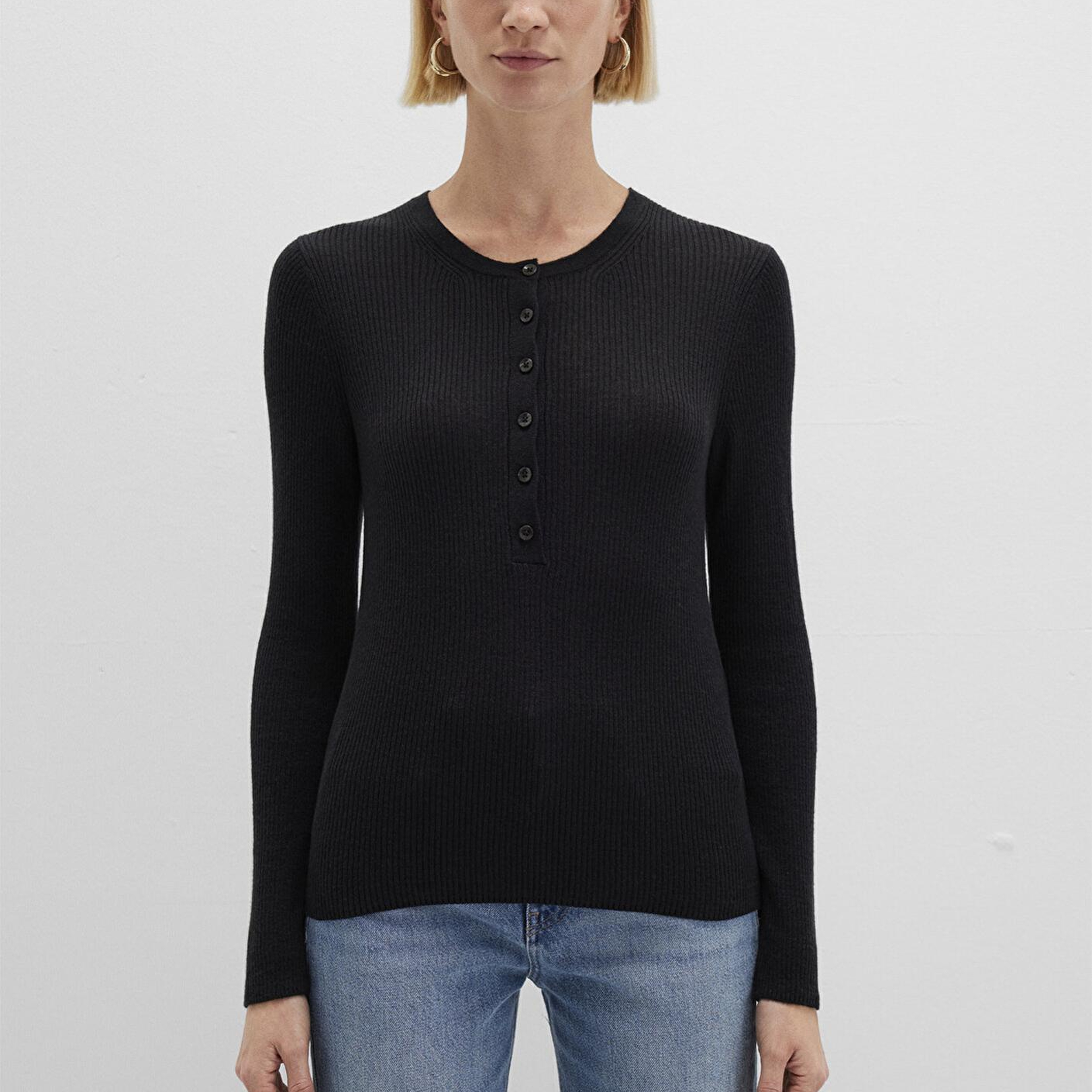 Mavi Yün Karışımlı Düğme Detaylı Antrasit Kazak Fitted / Vücuda Oturan Kesim 1710730-80023