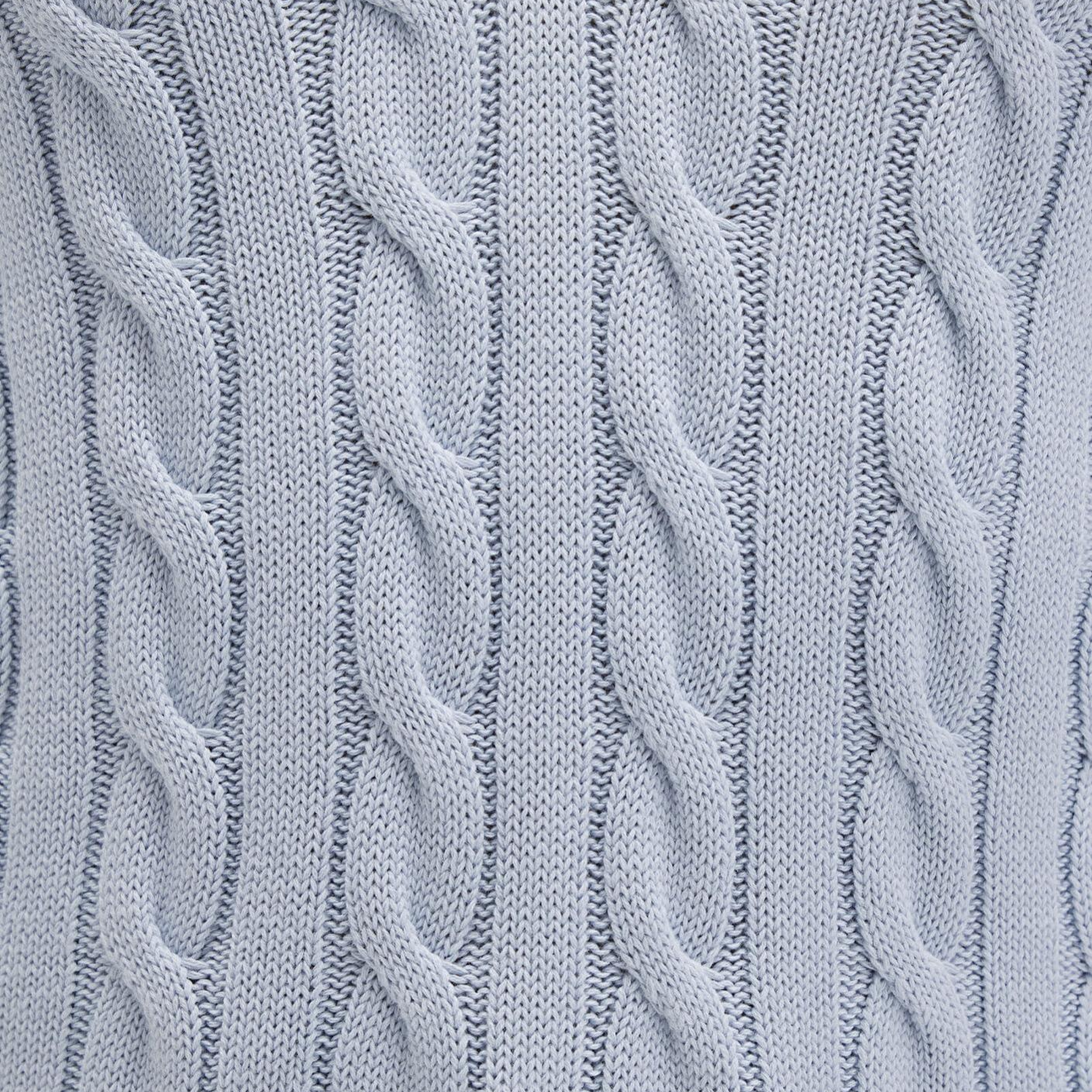 Mavi İpek Karışımlı V Yaka Mavi Kazak Slim Fit / Dar Kesim 1710720-70813