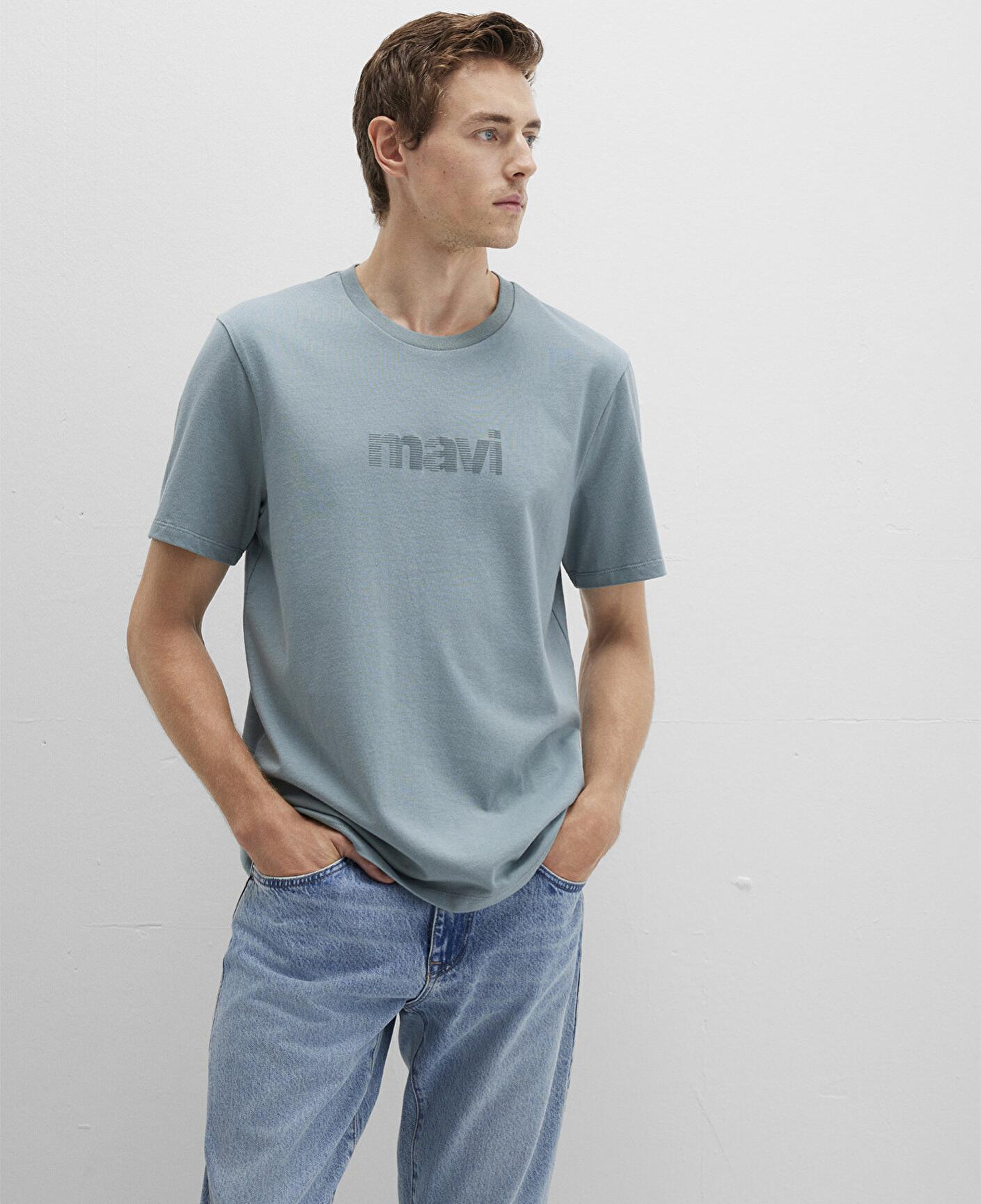 Mavi Mavi Logo Baskılı Yeşil Tişört Regular Fit / Normal Kesim 0612936-70118