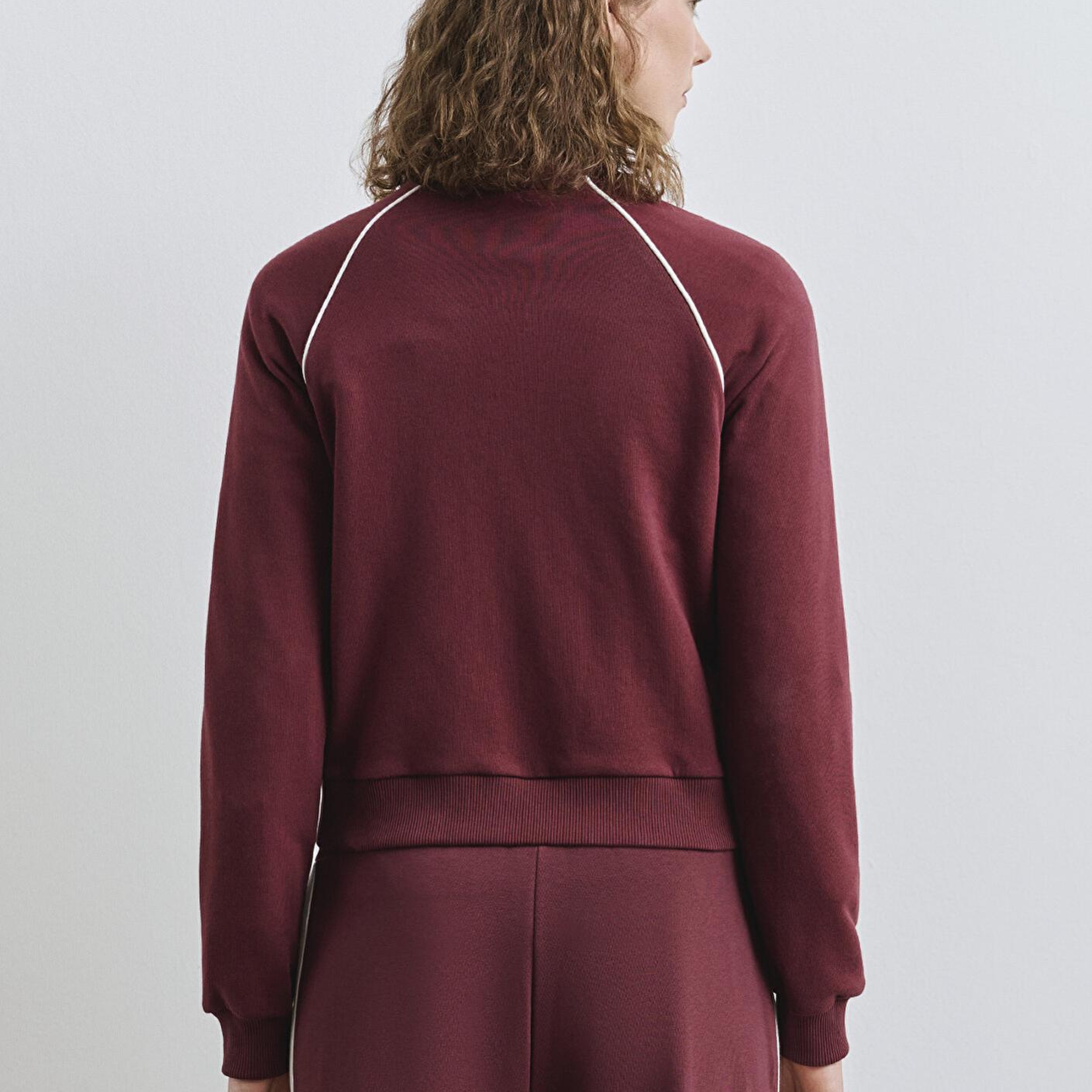 Mavi Biye Detaylı Fermuarlı Bordo Sweatshirt 1S10365-70393