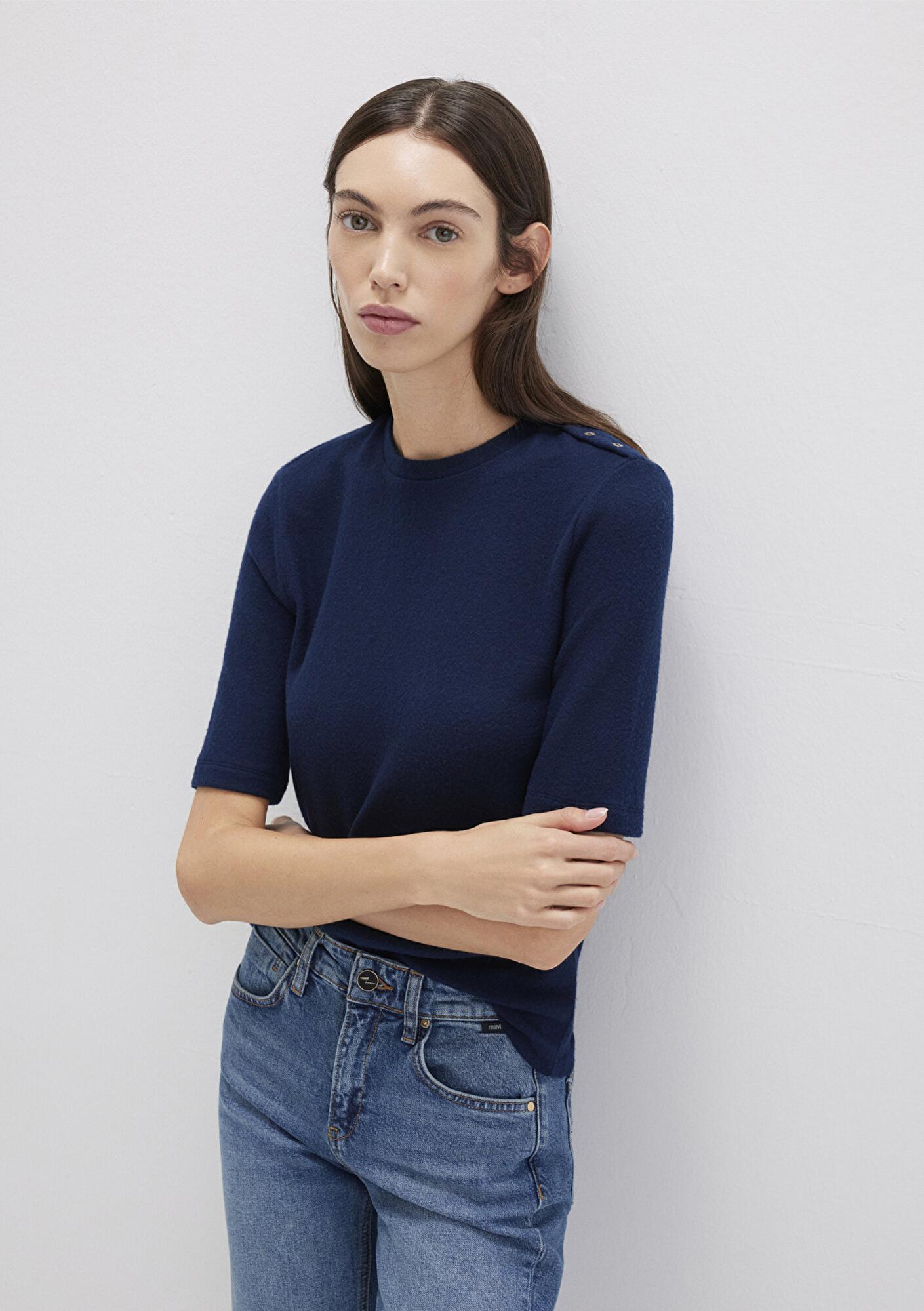 Mavi Lacivert Tişört Fitted / Vücuda Oturan Kesim 1613332-82318