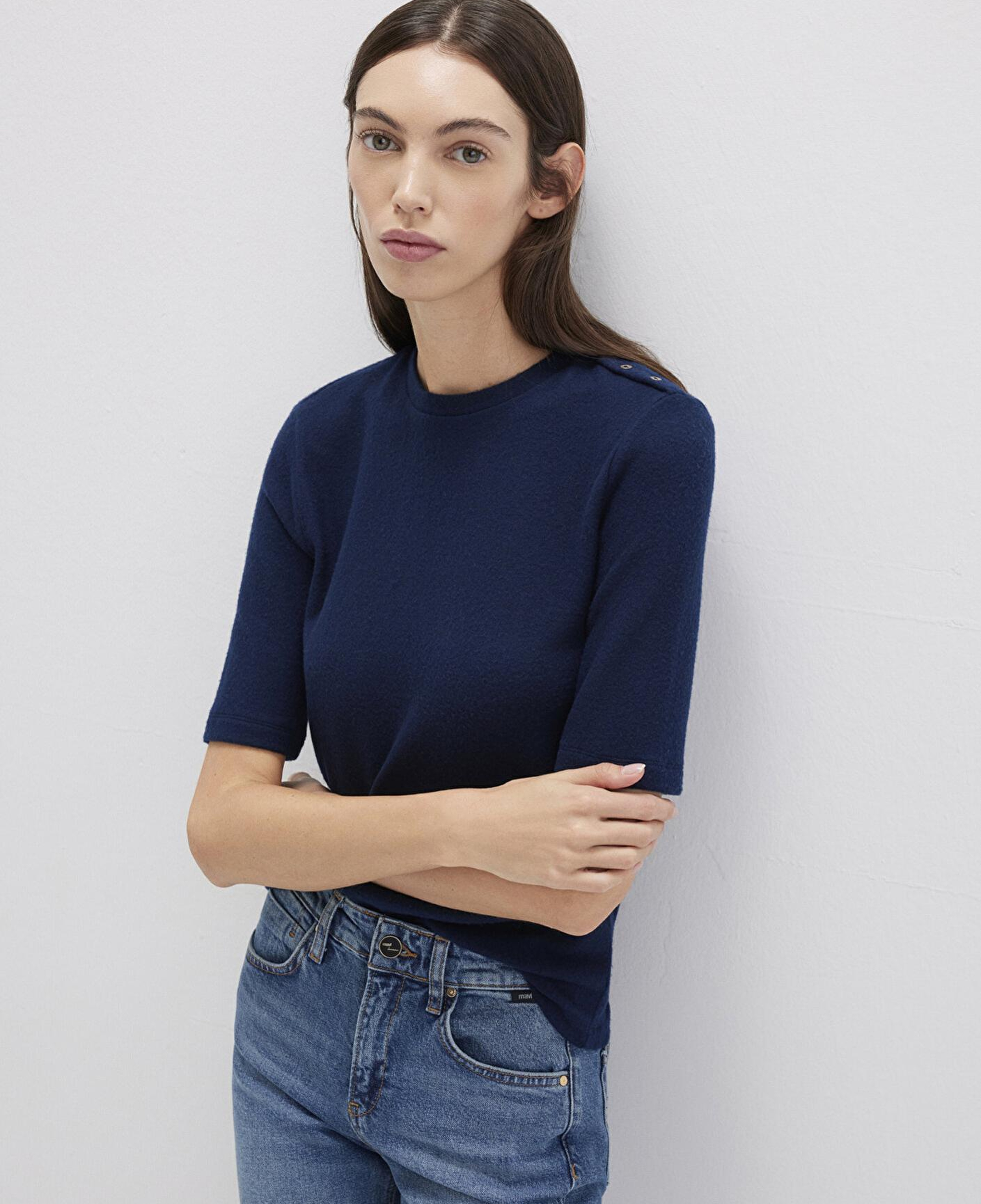 Mavi Lacivert Tişört Fitted / Vücuda Oturan Kesim 1613332-82318