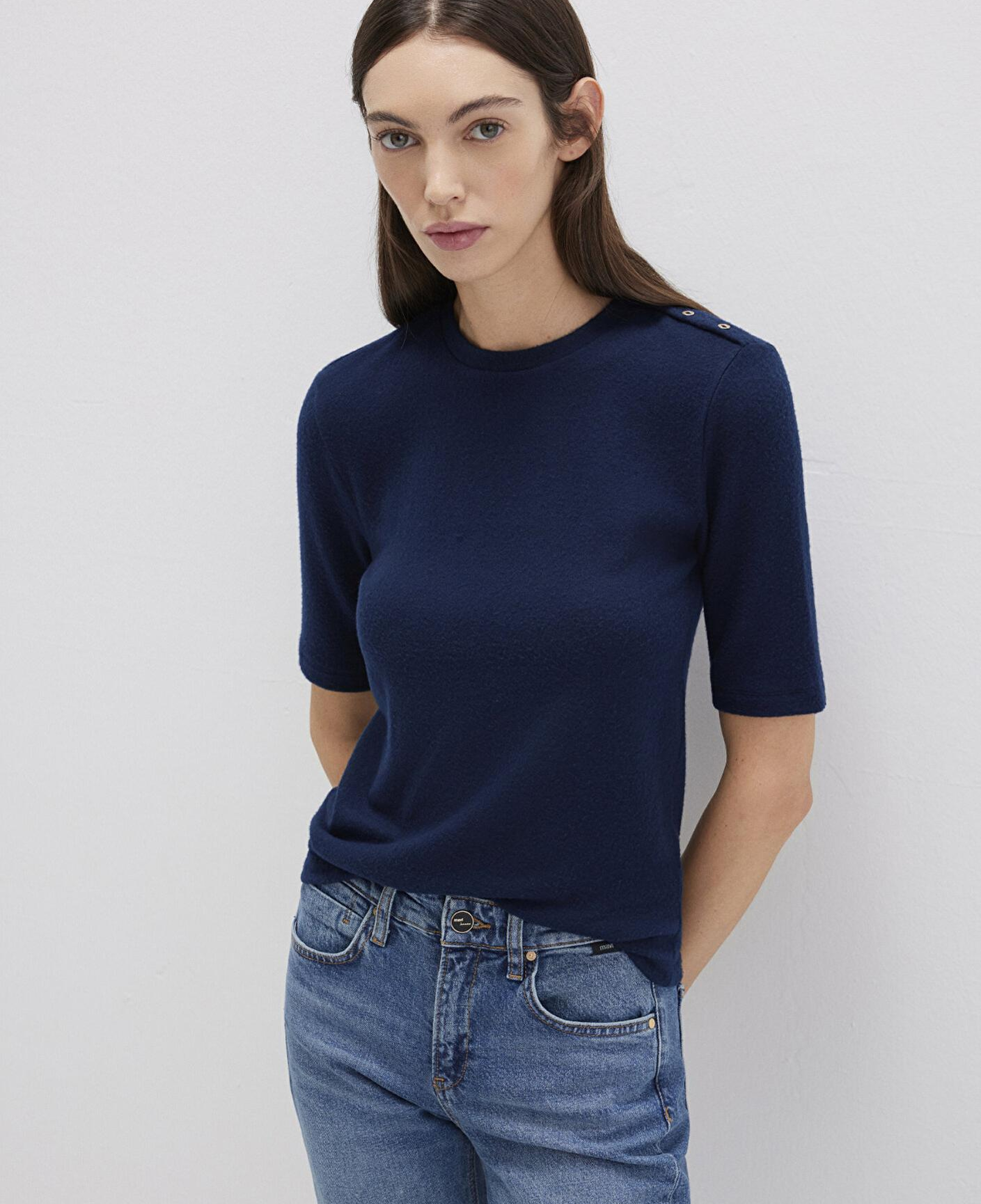 Mavi Lacivert Tişört Fitted / Vücuda Oturan Kesim 1613332-82318