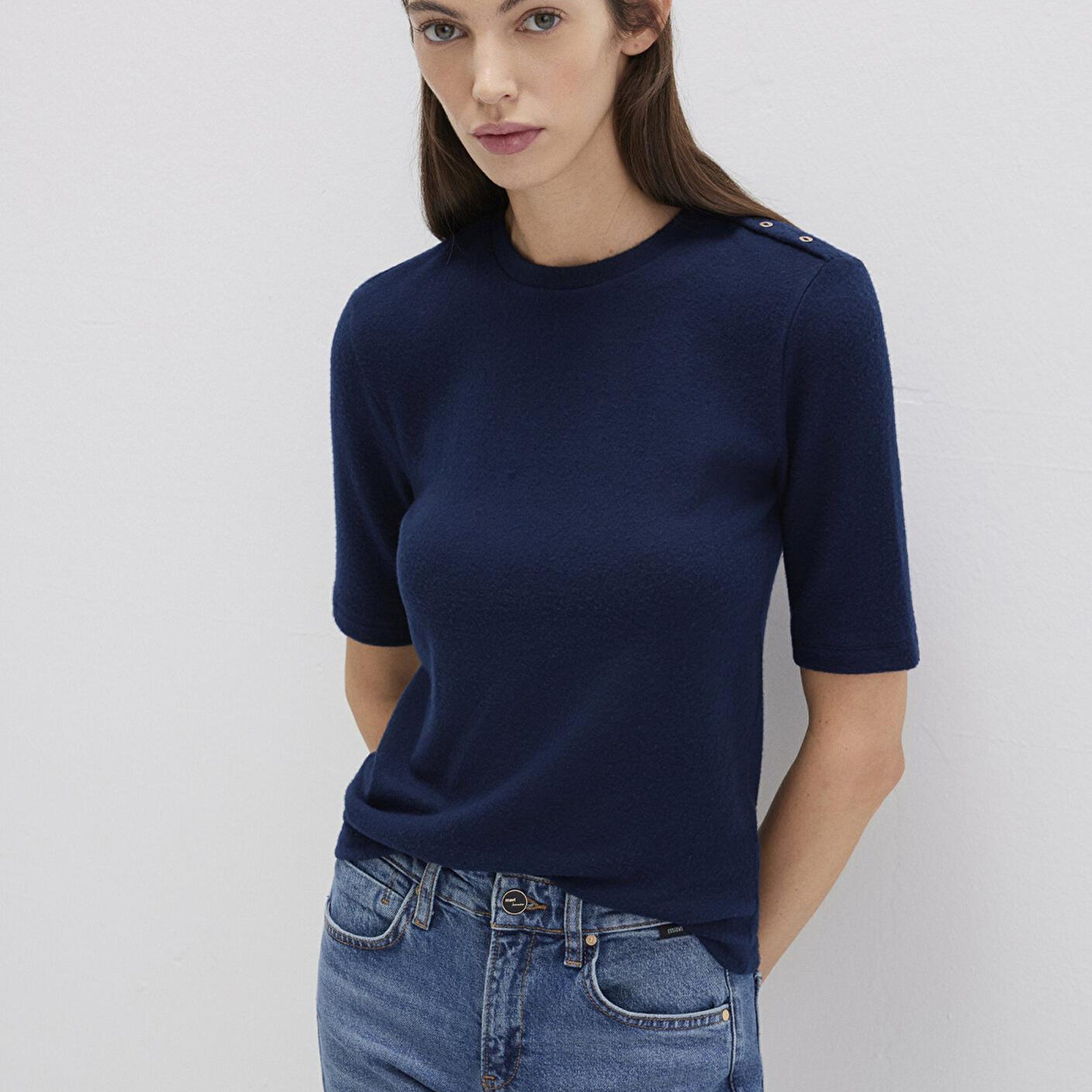 Mavi Lacivert Tişört Fitted / Vücuda Oturan Kesim 1613332-82318